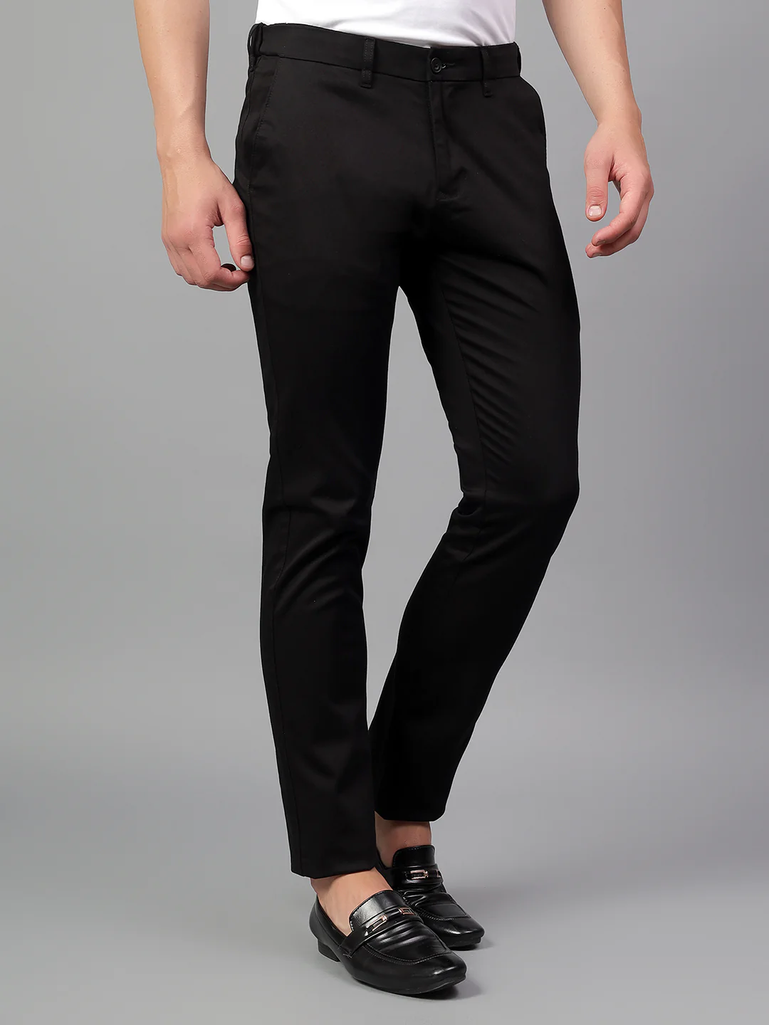 Casual Trouser for Men | Breathable & Soft with Color Fastness Regular Fit Cotton Blend Fabric Solid Pattern Button Closure - Image 5
