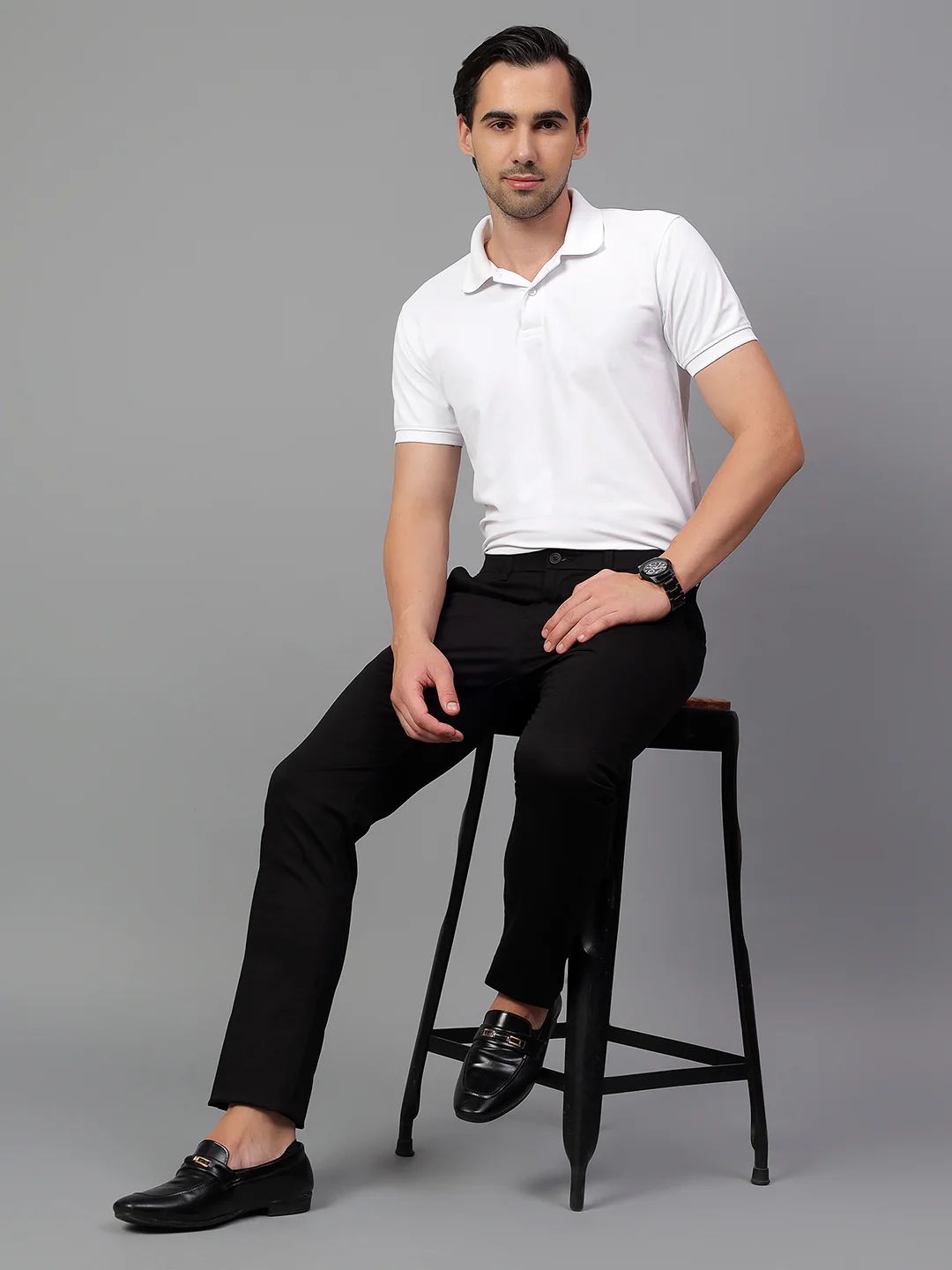Casual Trouser for Men | Breathable & Soft with Color Fastness Regular Fit Cotton Blend Fabric Solid Pattern Button Closure - Image 6
