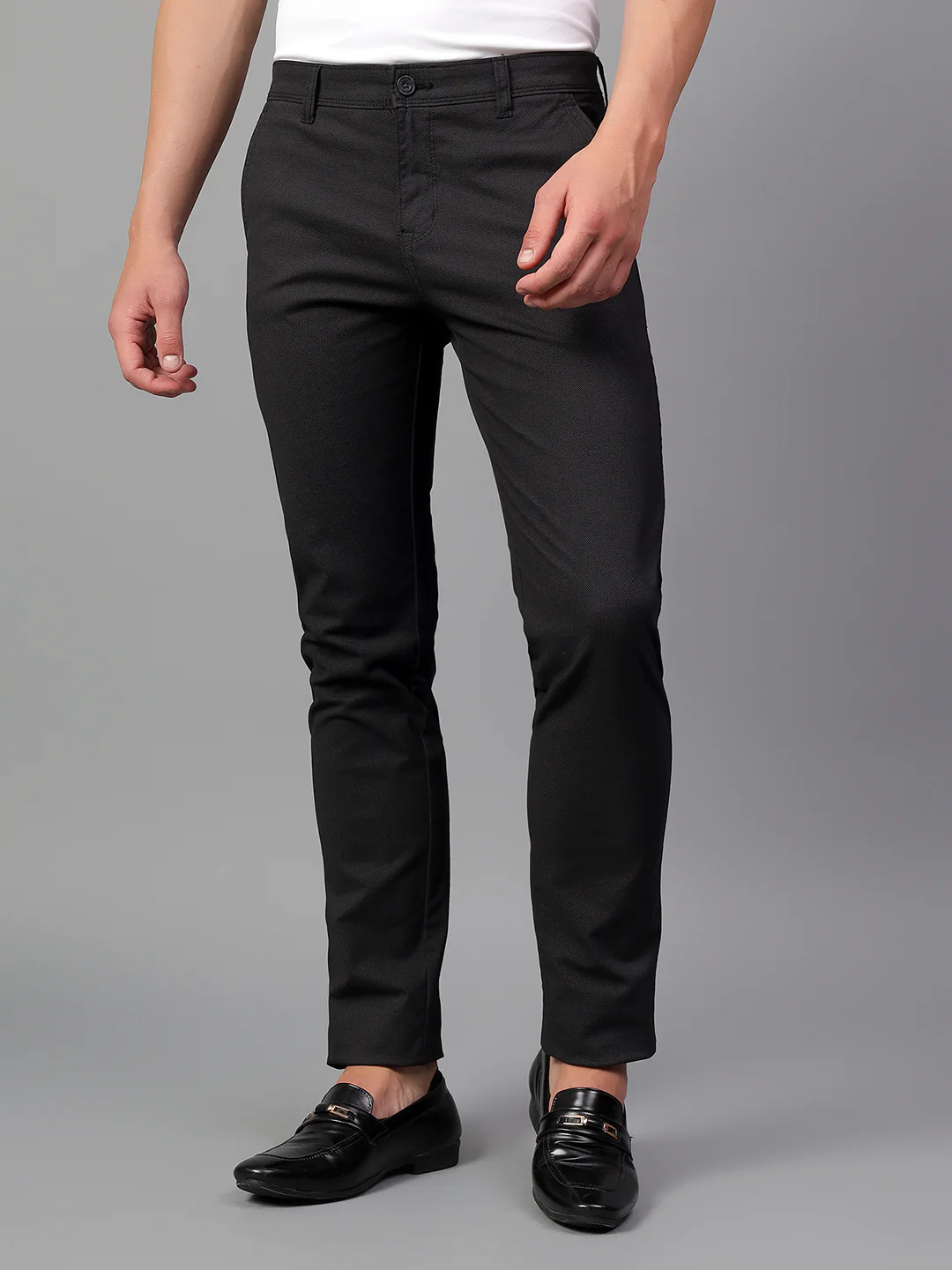 Casual Trouser for Men | Breathable & Soft with Color Fastness Regular Fit Cotton Blend Fabric Solid Pattern Button Closure - Image 3
