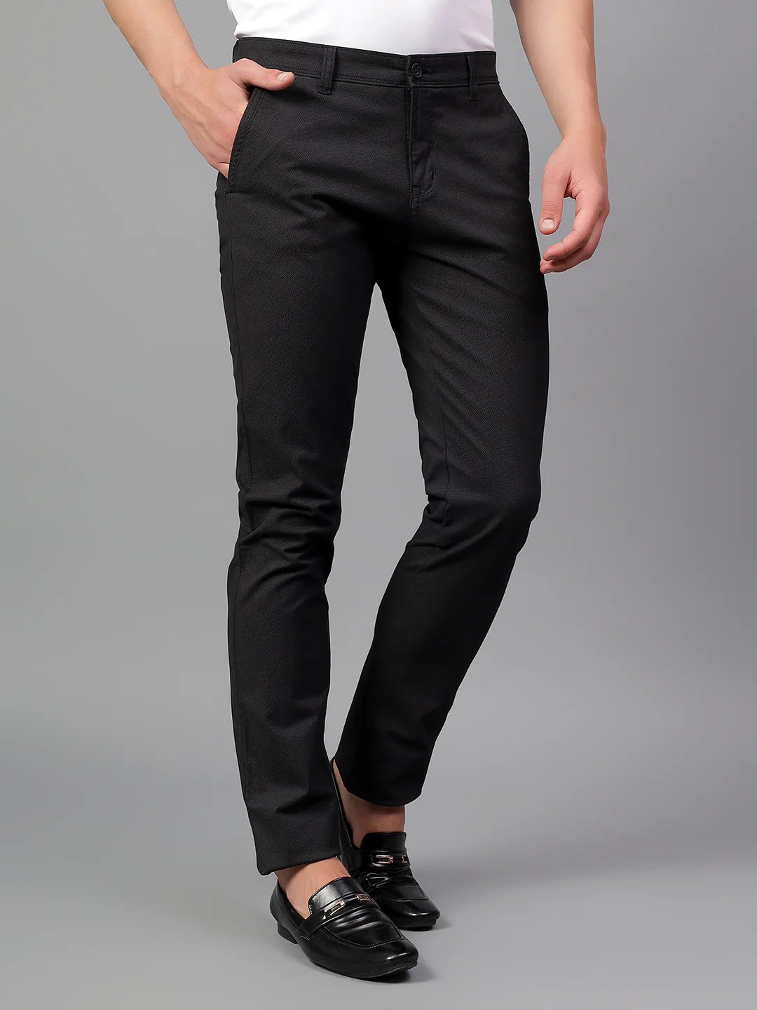 Casual Trouser for Men | Breathable & Soft with Color Fastness Regular Fit Cotton Blend Fabric Solid Pattern Button Closure - Image 5