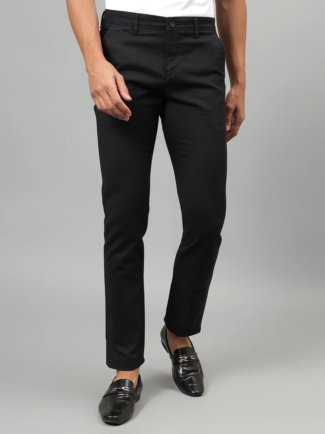 Casual Trouser for Men | Breathable & Soft with Color Fastness Regular Fit Cotton Blend Fabric Solid Pattern Button Closure - Image 2