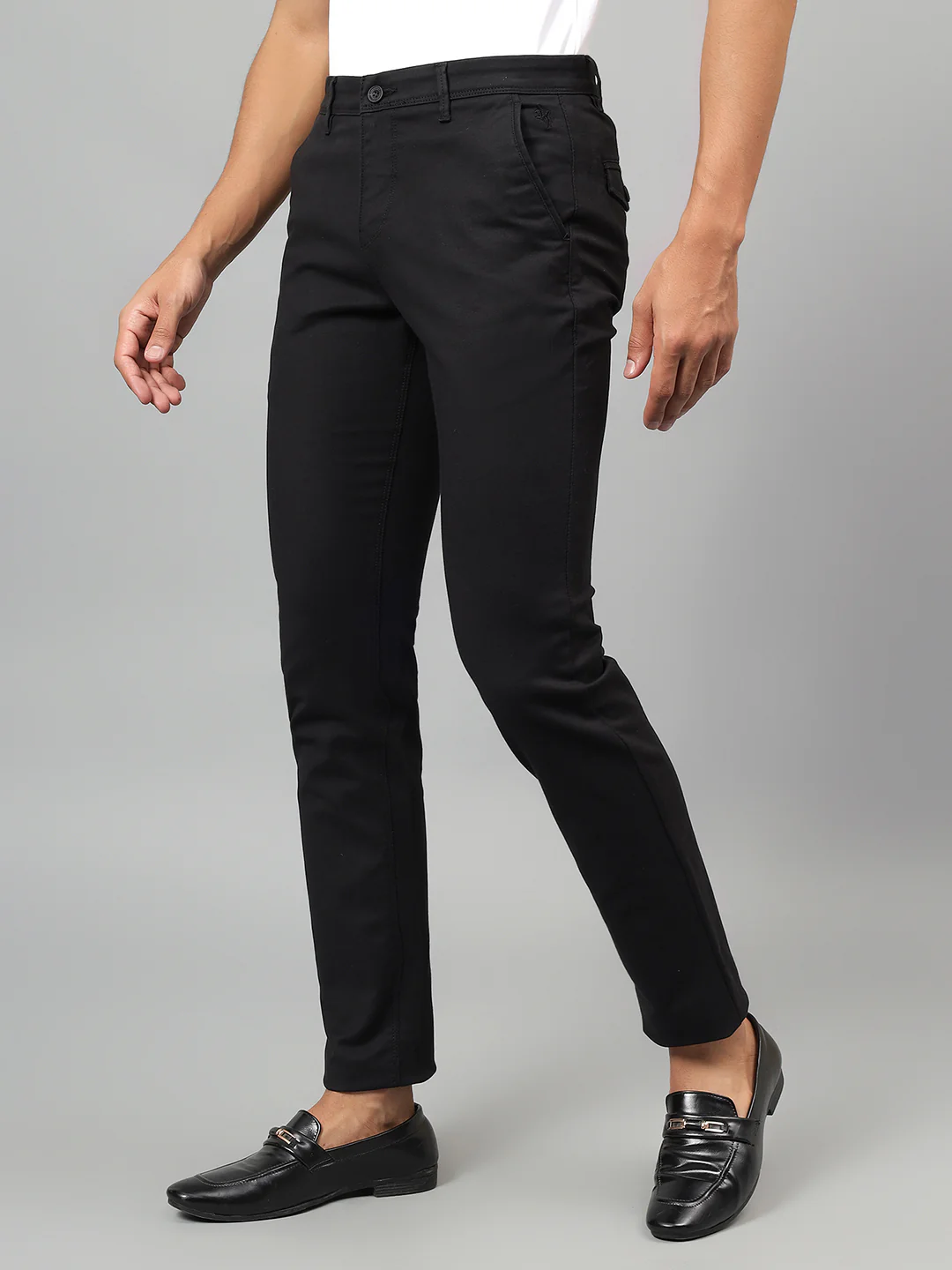 Casual Trouser for Men | Breathable & Soft with Color Fastness Regular Fit Cotton Blend Fabric Solid Pattern Button Closure - Image 3