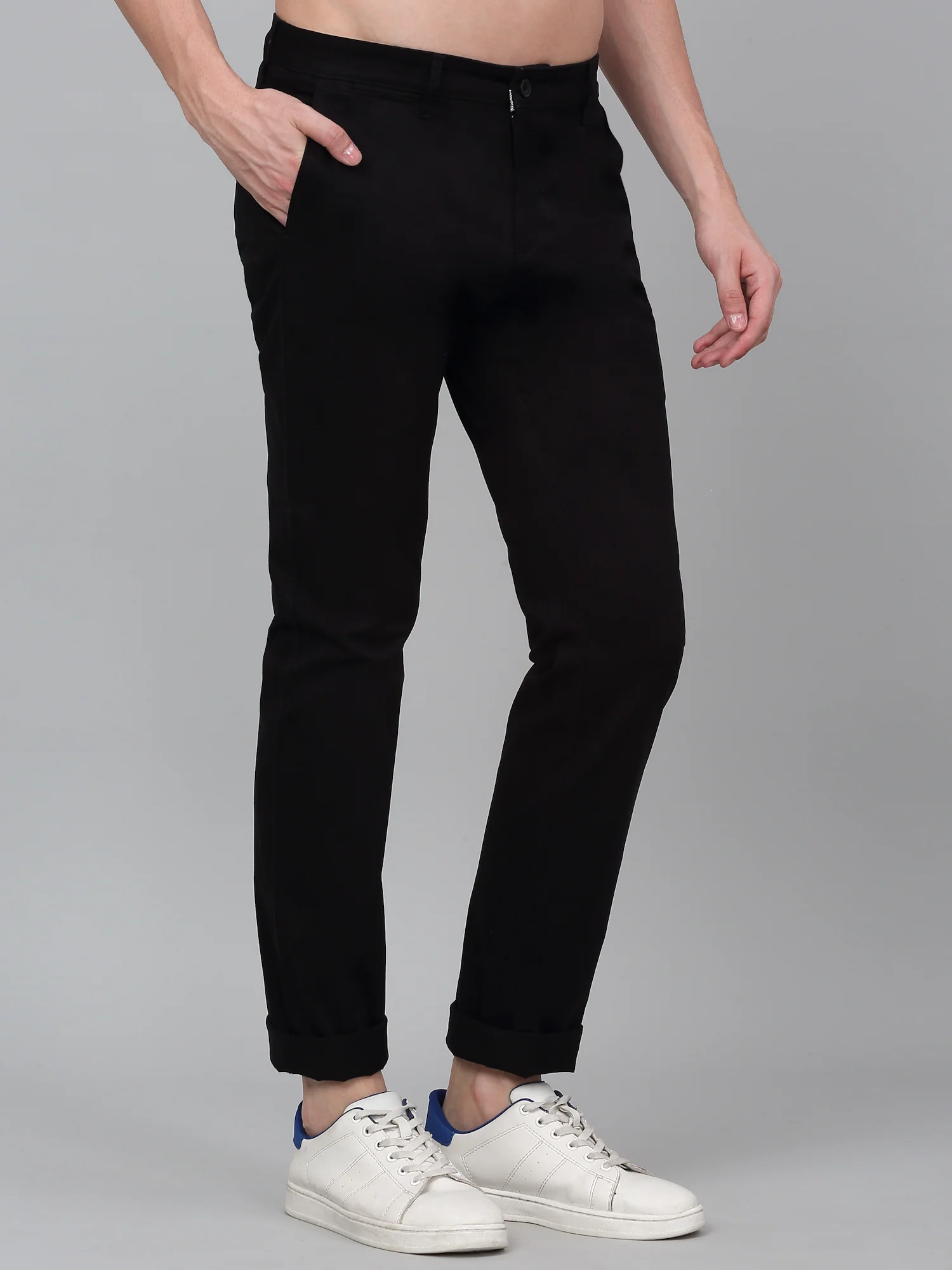 Casual Trouser for Men | Breathable & Soft with Color Fastness Regular Fit Cotton Blend Fabric Solid Pattern Button Closure - Image 3