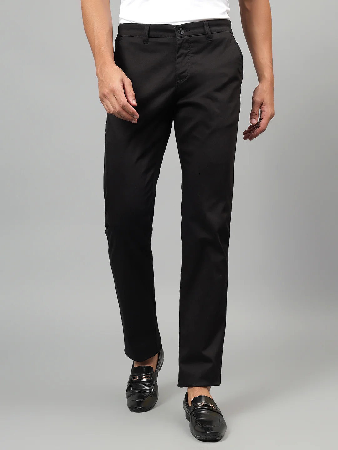 Casual Trouser for Men | Breathable & Soft with Color Fastness Regular Fit Cotton Blend Fabric Solid Pattern Button Closure - Image 2