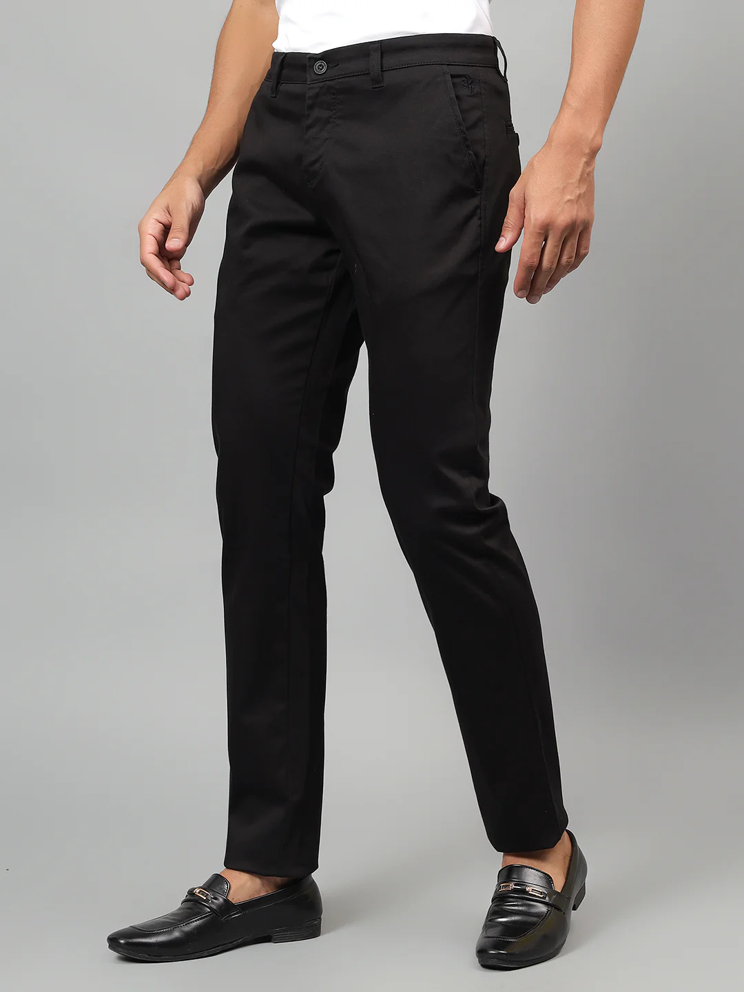 Casual Trouser for Men | Breathable & Soft with Color Fastness Regular Fit Cotton Blend Fabric Solid Pattern Button Closure - Image 3