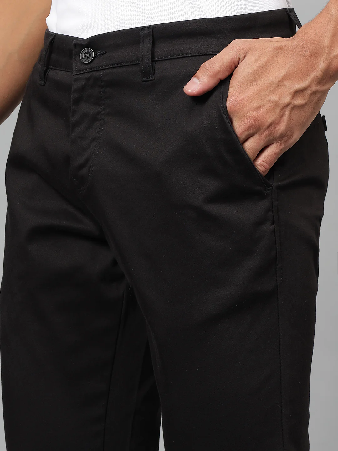 Casual Trouser for Men | Breathable & Soft with Color Fastness Regular Fit Cotton Blend Fabric Solid Pattern Button Closure - Image 6