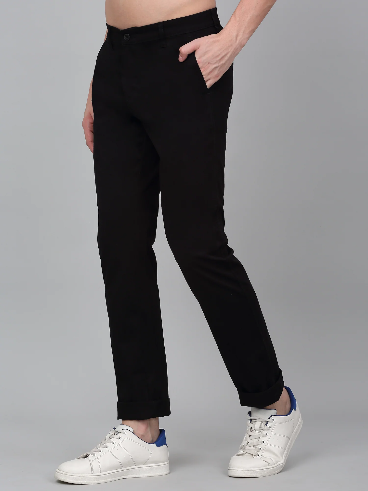 Casual Trouser for Men | Breathable & Soft with Color Fastness Regular Fit Cotton Blend Fabric Solid Pattern Button Closure - Image 4