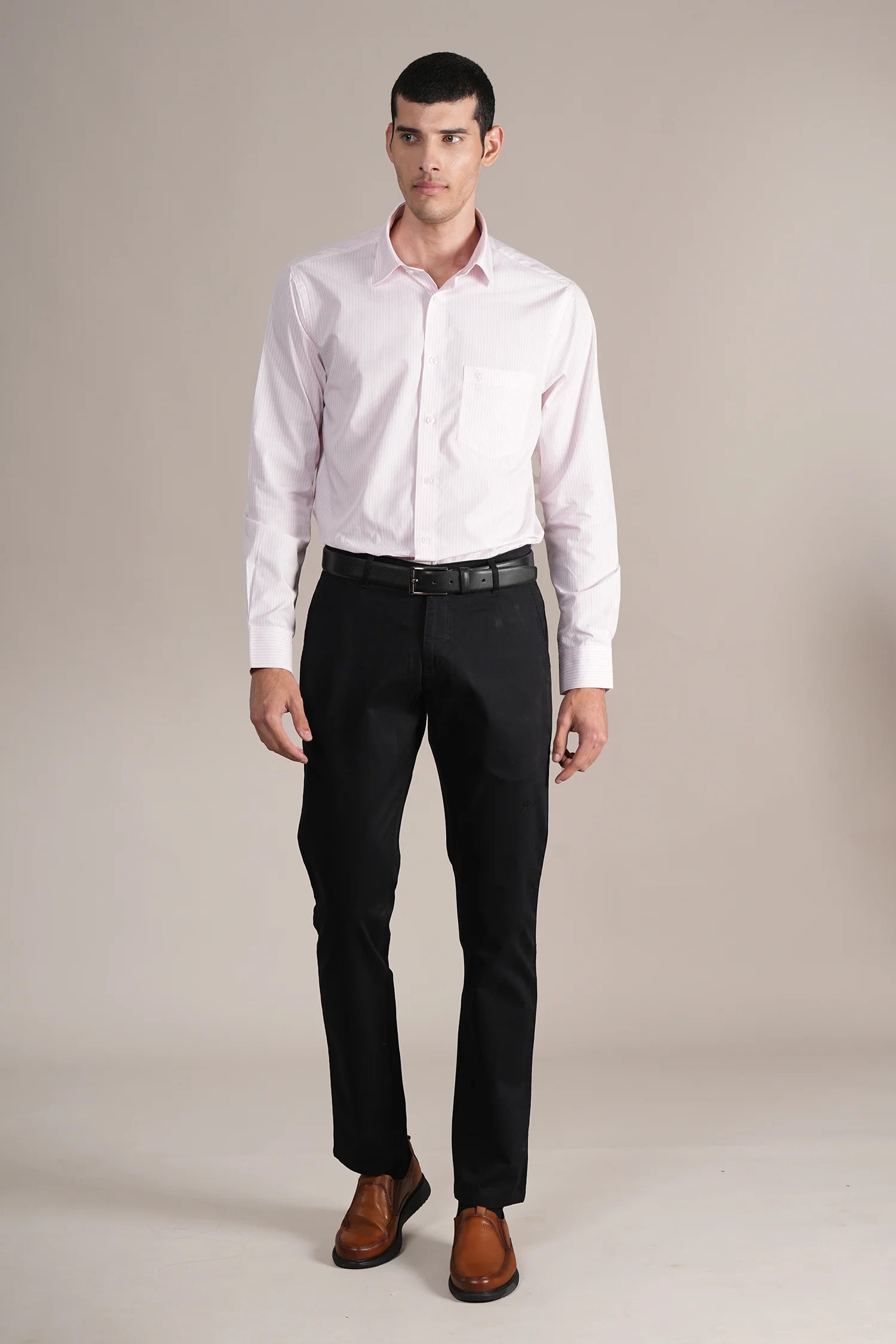 Casual Trouser for Men | Breathable & Soft with Color Fastness Regular Fit Cotton Blend Fabric Solid Pattern Button Closure - Image 2