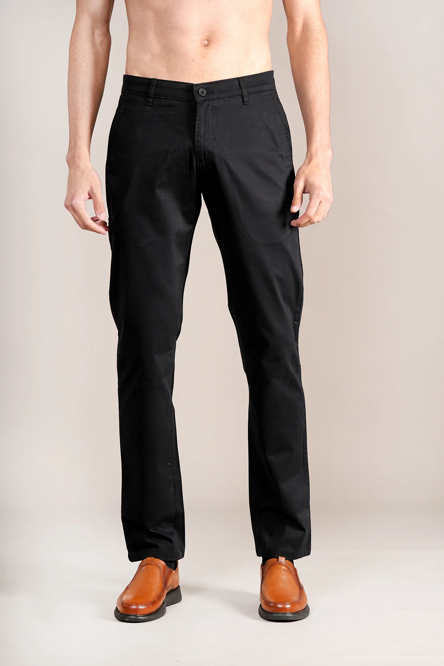 Casual Trouser for Men | Breathable & Soft with Color Fastness Regular Fit Cotton Blend Fabric Solid Pattern Button Closure - Image 4