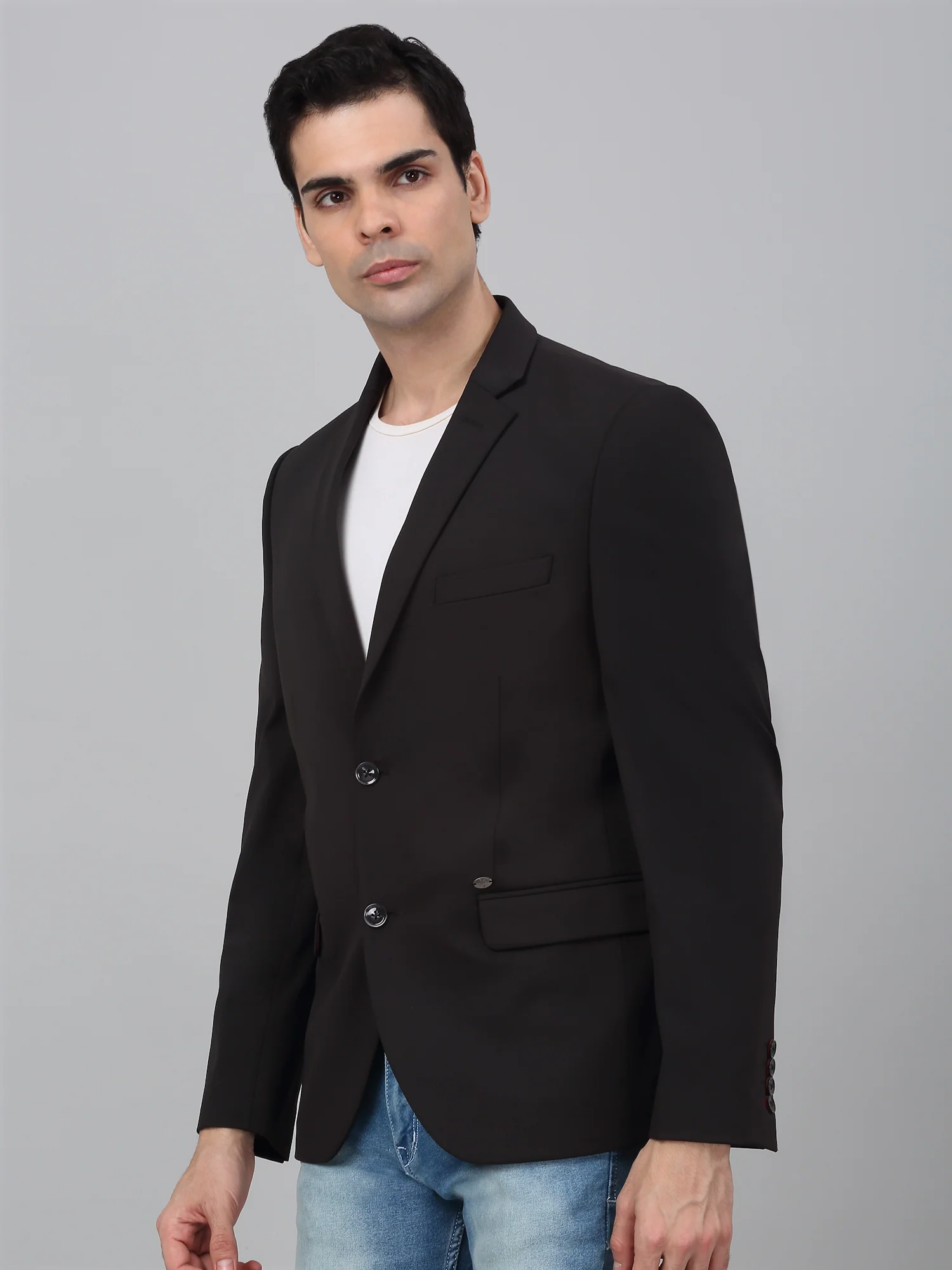 Blazer for Men | Premium Casual Blazer Slim Fit Notched Collar Polyester Fabric Solid Pattern - Image 3
