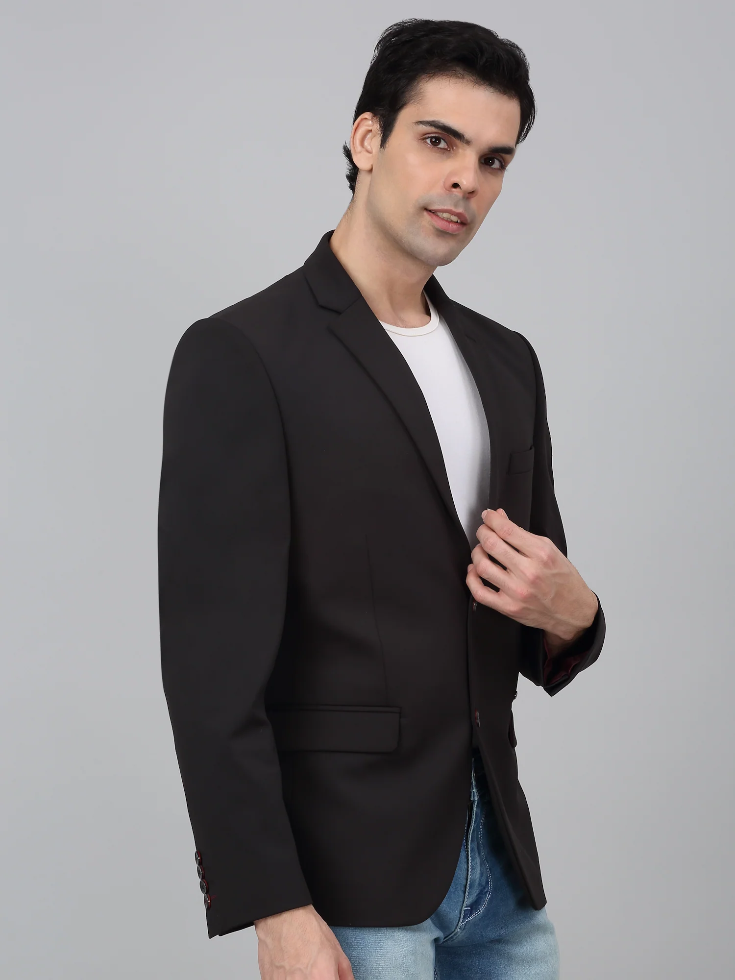Blazer for Men | Premium Casual Blazer Slim Fit Notched Collar Polyester Fabric Solid Pattern - Image 4