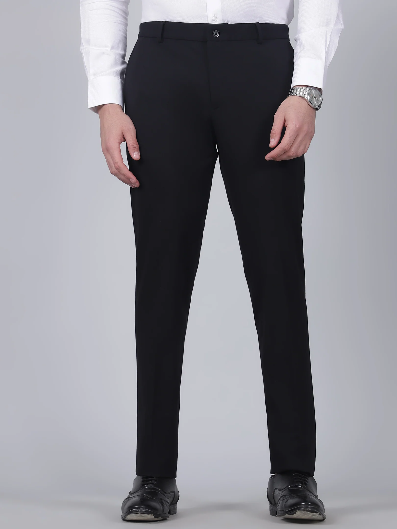 Formal Trouser for Men | Breathable & Soft with Color Fastness Regular Fit Rayon Fabric Solid Pattern Hook & Eye Closure - Image 2