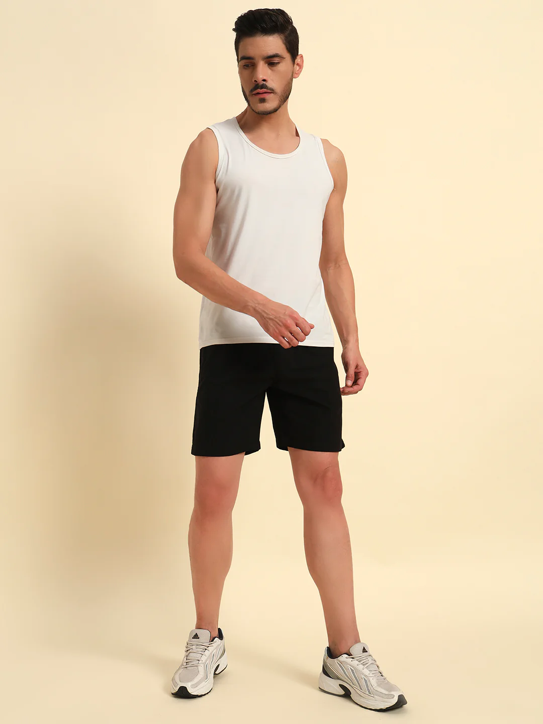 Men's Black Solid Regular Fit Casual Bermuda - Image 2