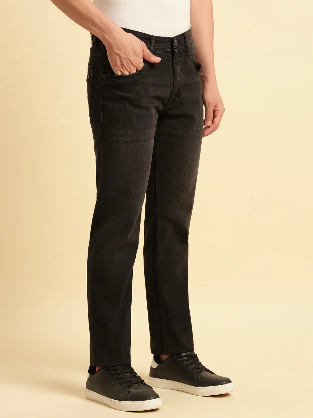 Denim Jeans for Men | Breathable & Soft with Color Fastness Slim Fit Cotton Fabric Solid Pattern Button Closure - Image 4