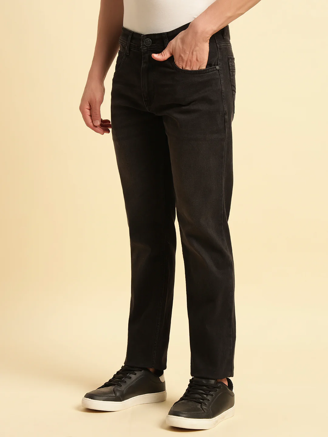 Denim Jeans for Men | Breathable & Soft with Color Fastness Slim Fit Cotton Fabric Solid Pattern Button Closure - Image 5