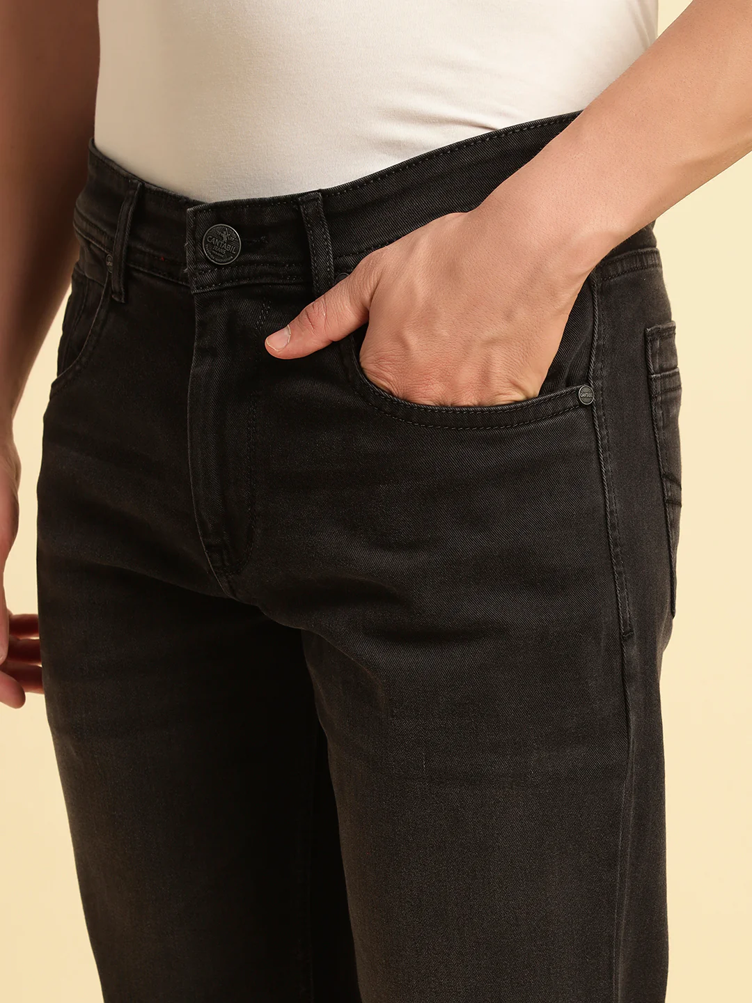 Denim Jeans for Men | Breathable & Soft with Color Fastness Slim Fit Cotton Fabric Solid Pattern Button Closure - Image 7