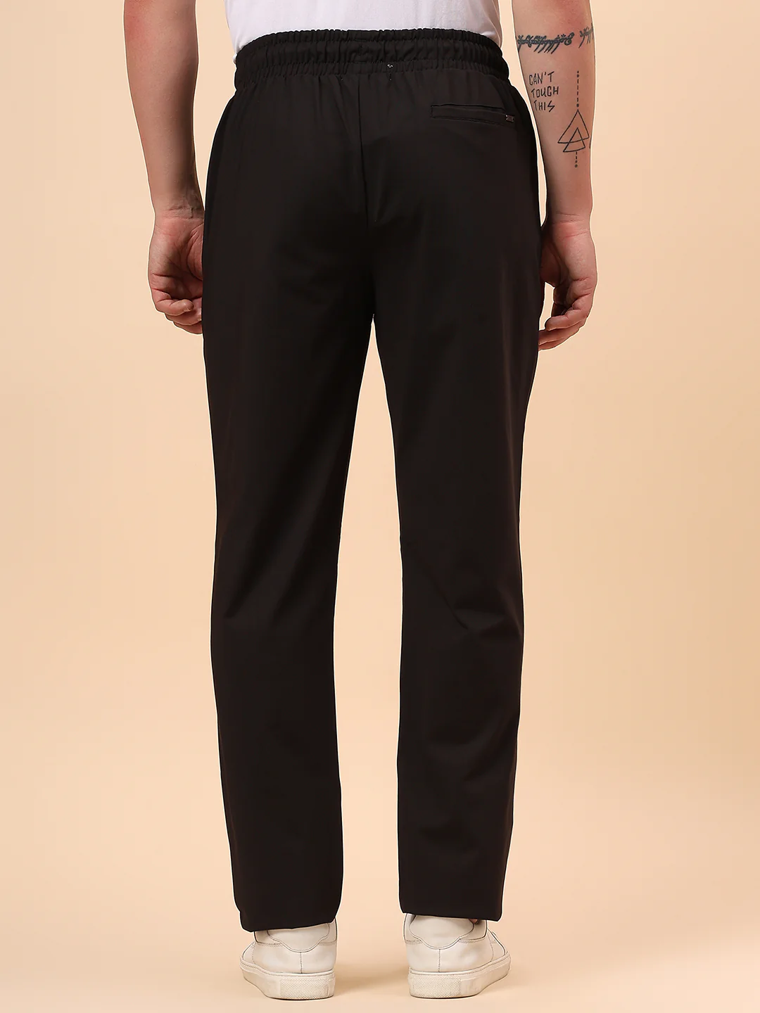Men's Black Solid Regular Fit Casual Track Pant - Image 7