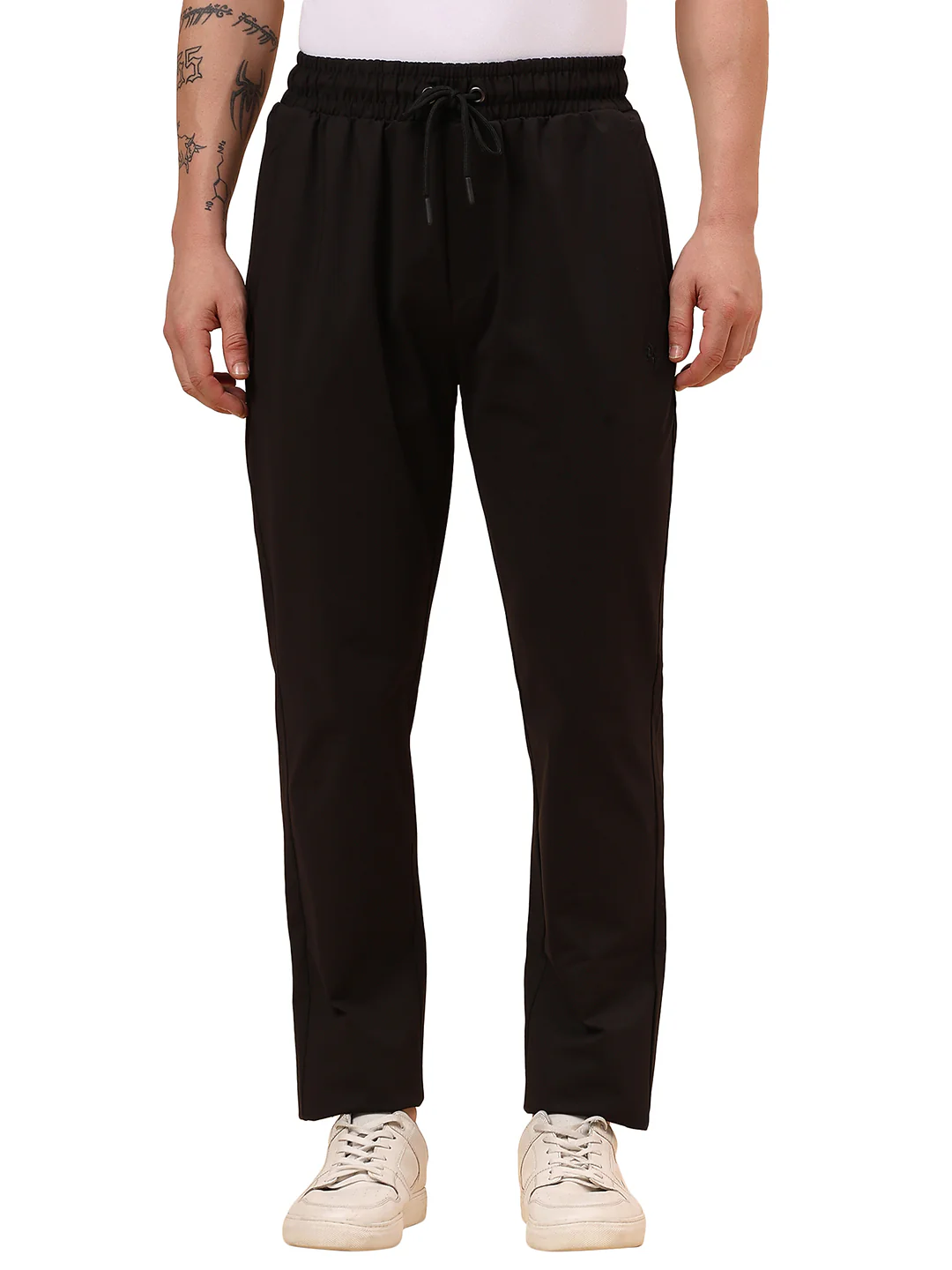 Men's Black Solid Regular Fit Casual Track Pant - Image 9