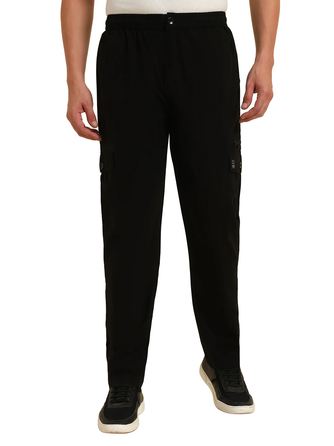 Men's Black Solid Regular Fit Lower - Image 4