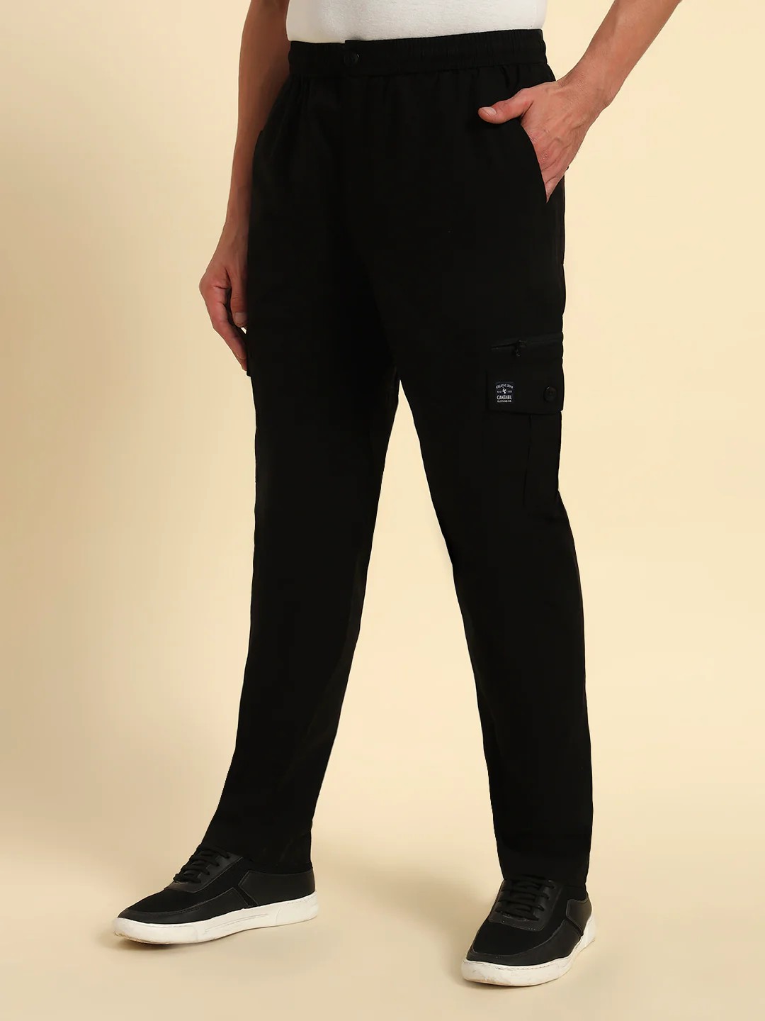 Men's Black Solid Regular Fit Lower - Image 6
