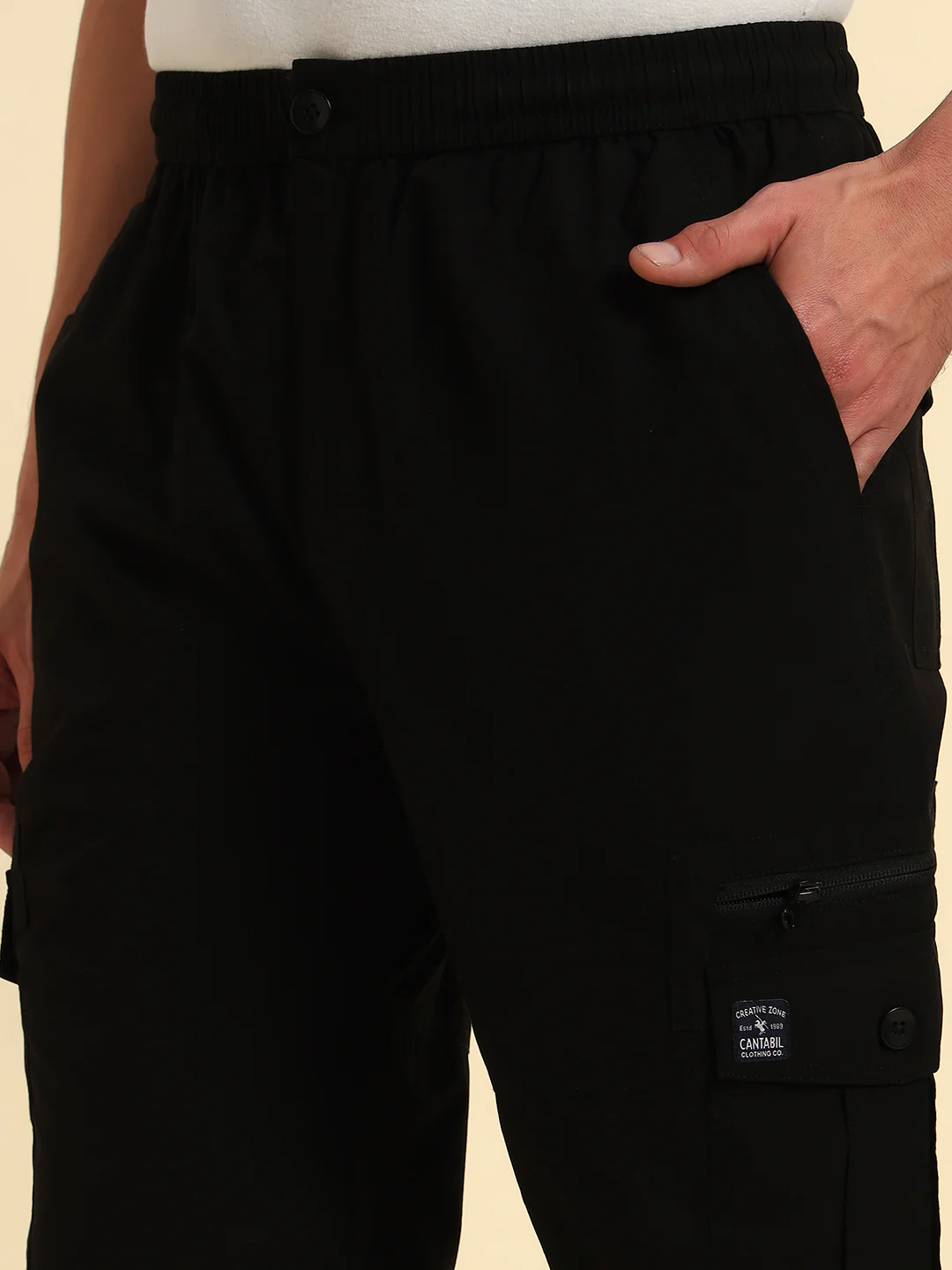 Men's Black Solid Regular Fit Lower - Image 8