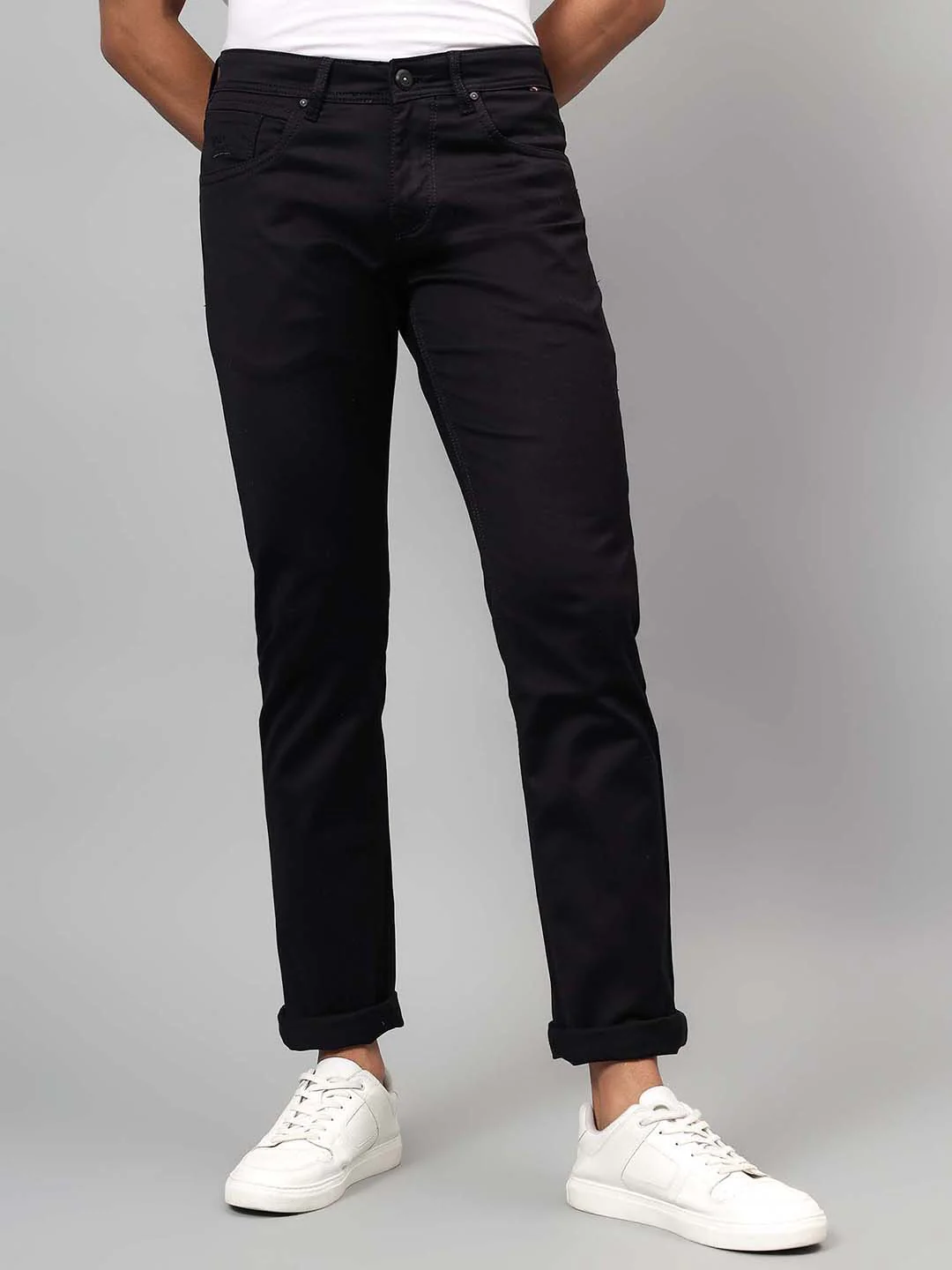 Denim Jeans for Men l Breathable & Soft with Color Fastness Ultra Narrow Fit Cotton Fabric Solid Pattern Button Closure - Image 2
