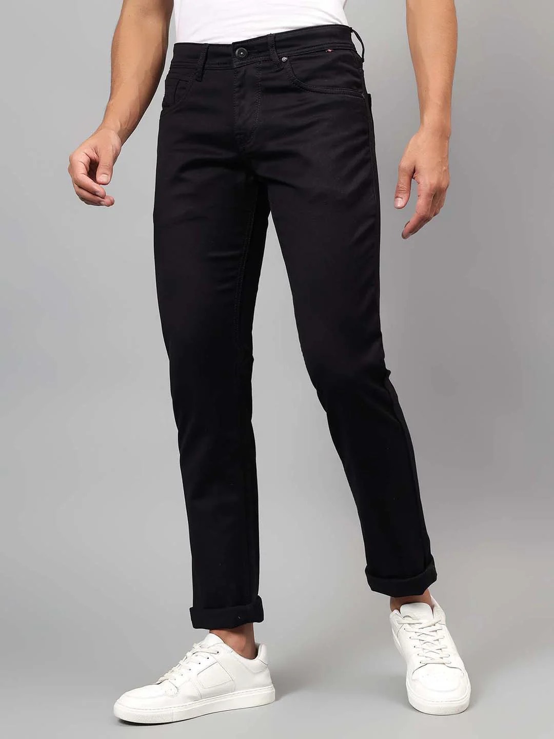 Denim Jeans for Men l Breathable & Soft with Color Fastness Ultra Narrow Fit Cotton Fabric Solid Pattern Button Closure - Image 4