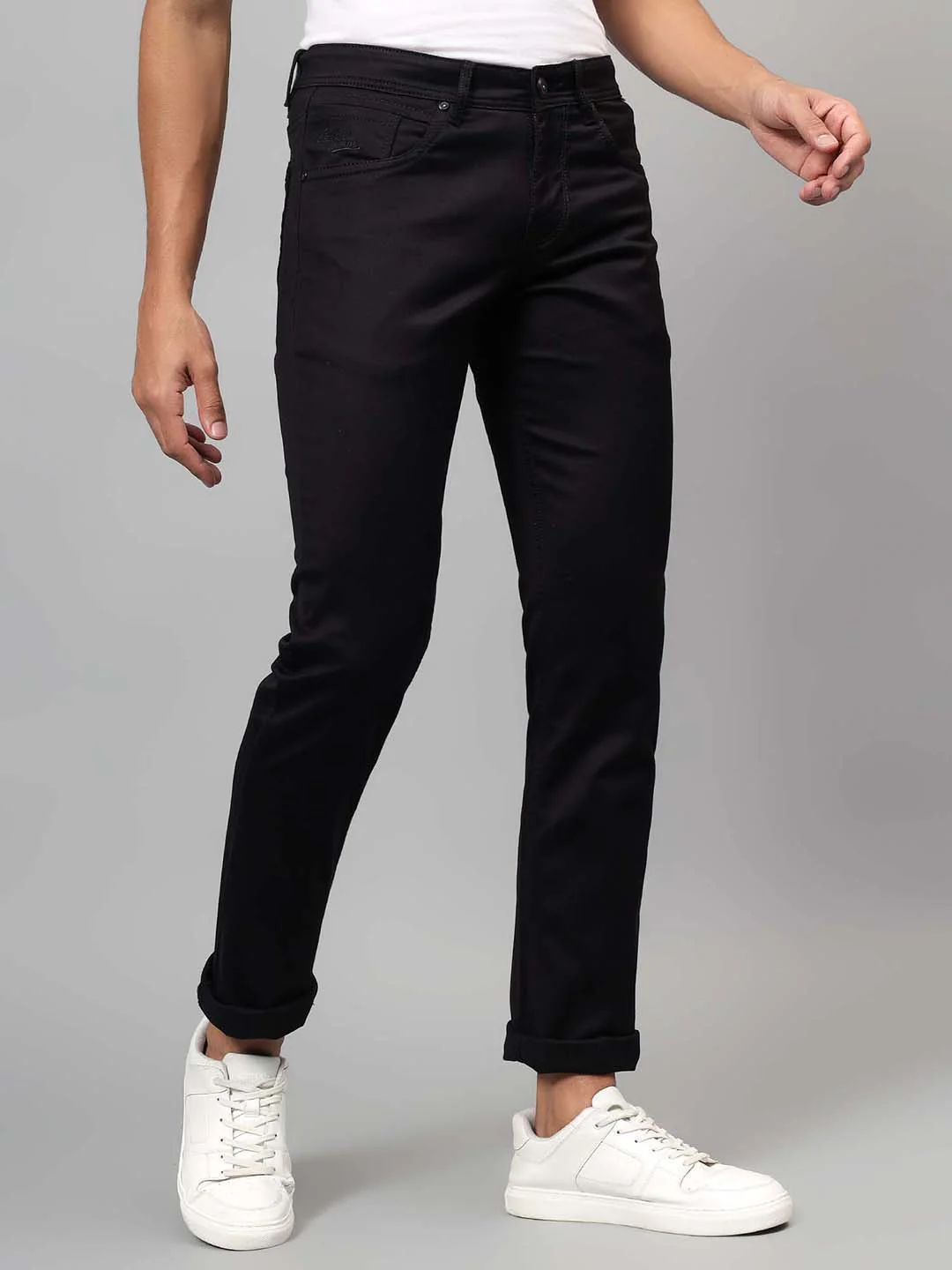 Denim Jeans for Men l Breathable & Soft with Color Fastness Ultra Narrow Fit Cotton Fabric Solid Pattern Button Closure - Image 5