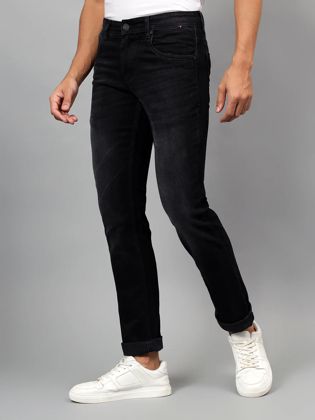 Denim Jeans for Men l Breathable & Soft with Color Fastness Ultra Narrow Fit Cotton Fabric Solid Pattern Button Closure - Image 3