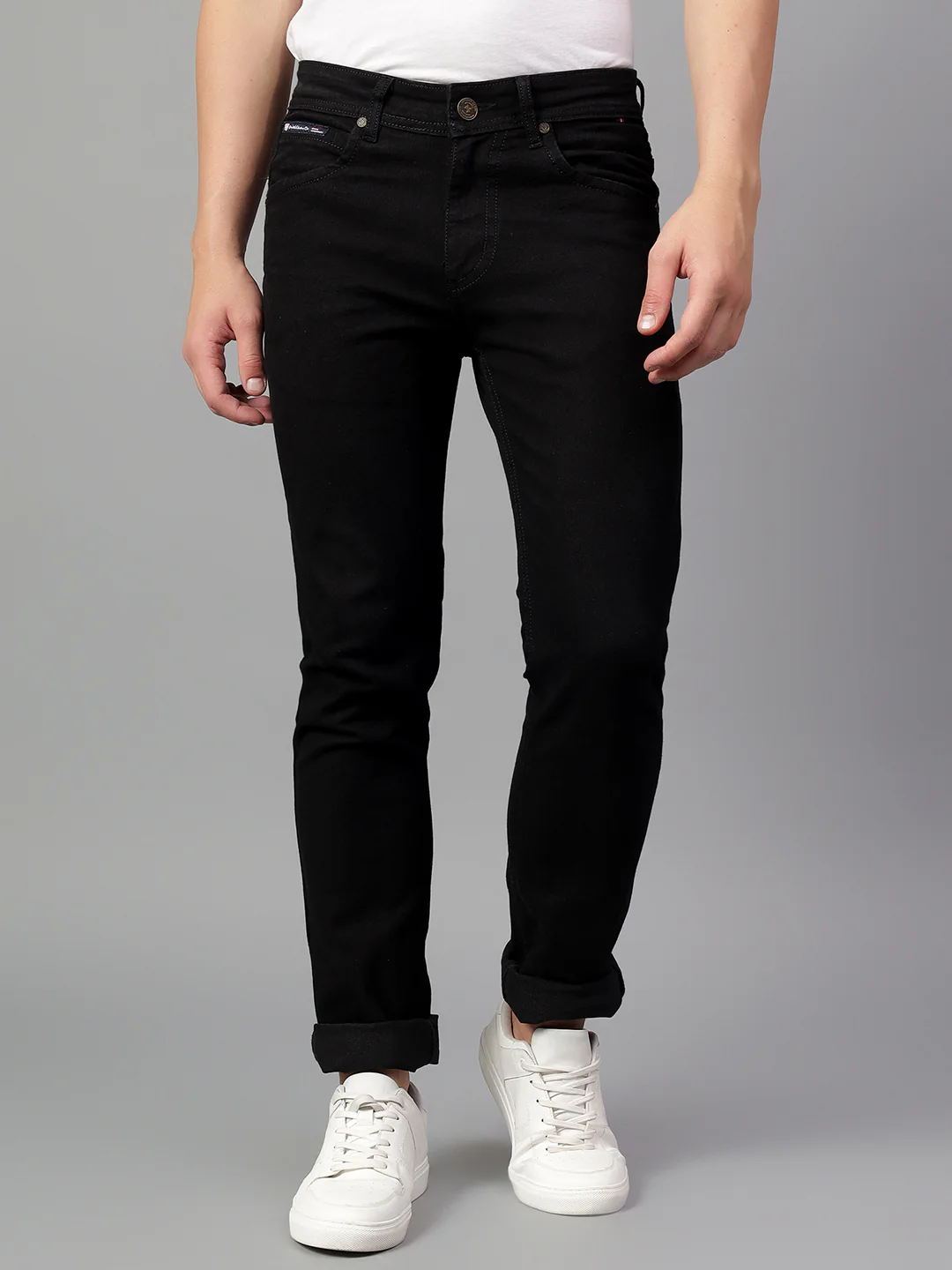 Denim Jeans for Men l Breathable & Soft with Color Fastness Ultra Narrow Fit Cotton Fabric Solid Pattern Button Closure - Image 2