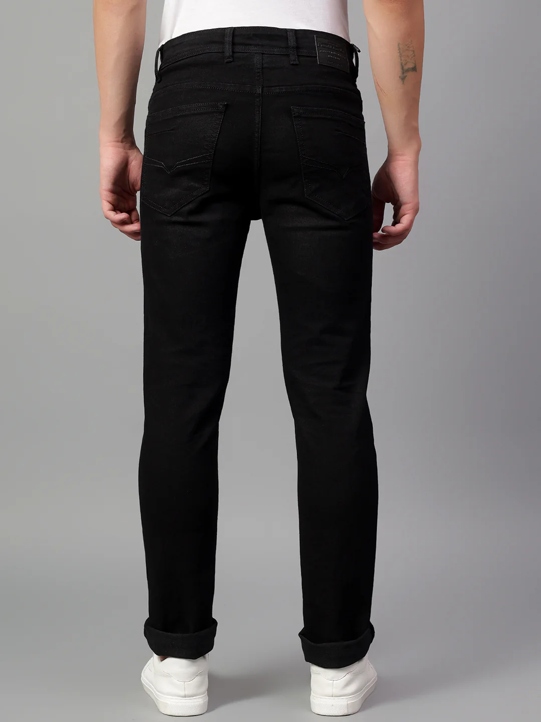 Denim Jeans for Men l Breathable & Soft with Color Fastness Ultra Narrow Fit Cotton Fabric Solid Pattern Button Closure - Image 3