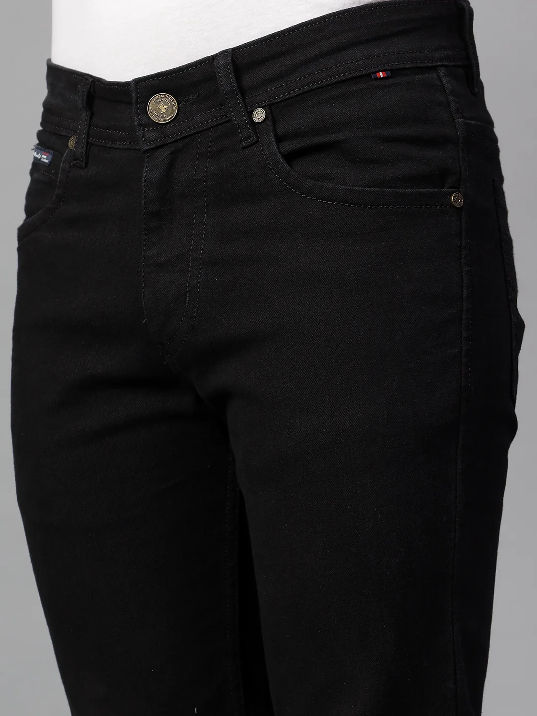 Denim Jeans for Men l Breathable & Soft with Color Fastness Ultra Narrow Fit Cotton Fabric Solid Pattern Button Closure - Image 6