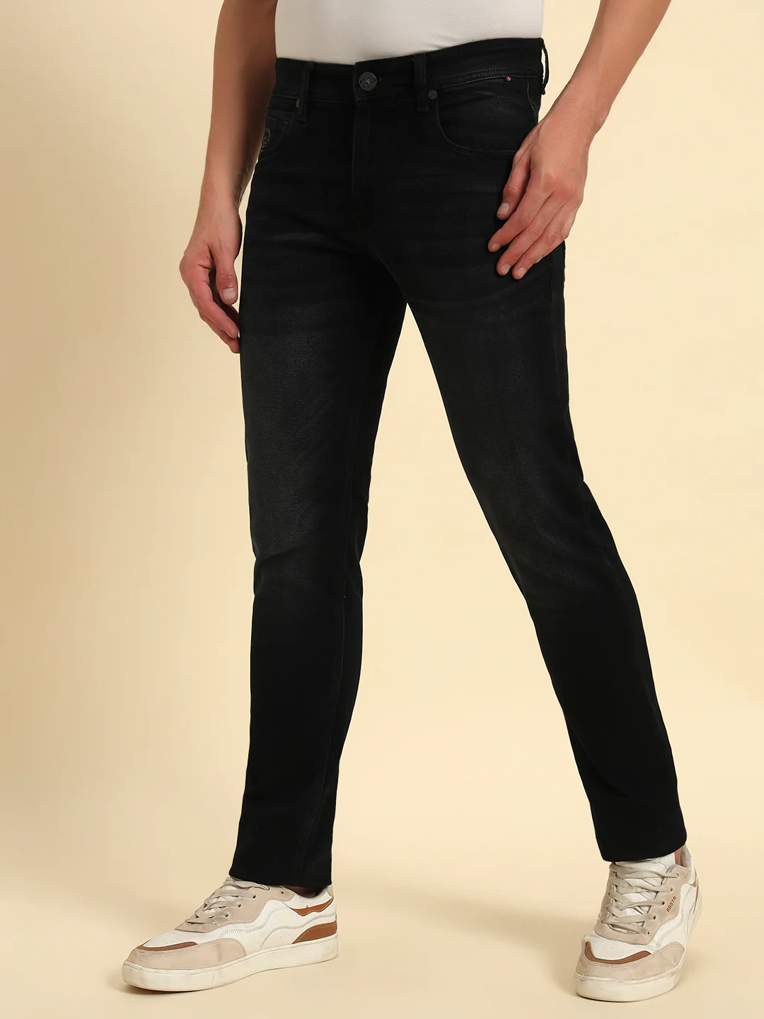 Denim Jeans for Men l Breathable & Soft with Color Fastness Ultra Narrow Fit Cotton Fabric Solid Pattern Button Closure - Image 7