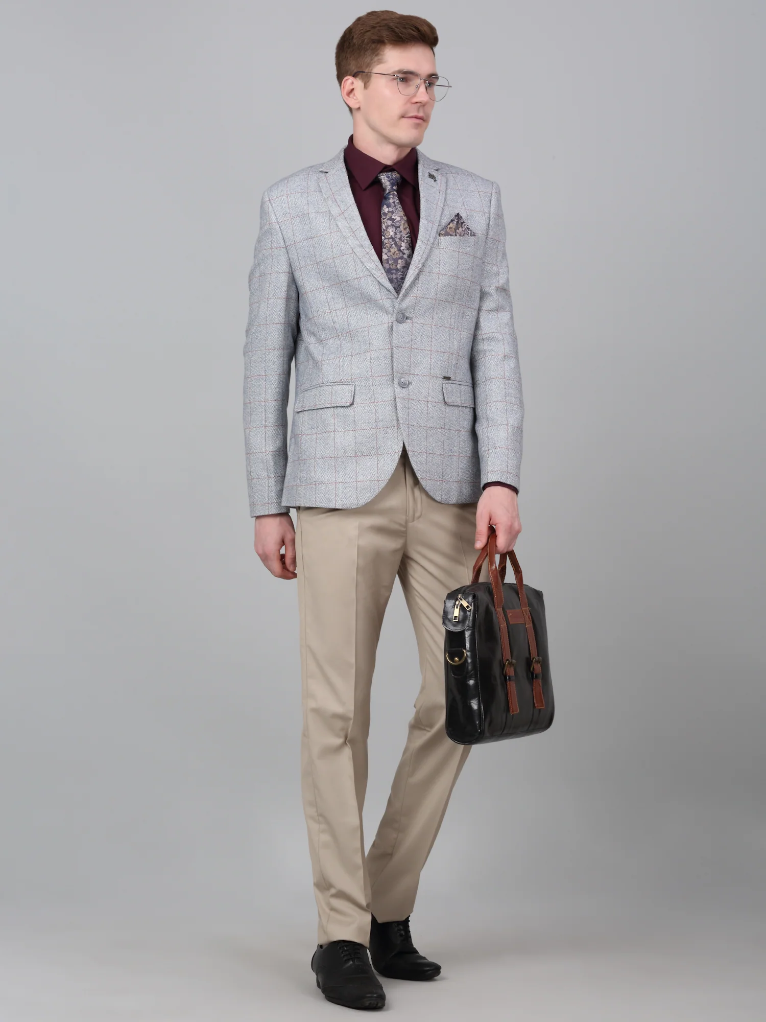 Blazer for Men | Premium Formal Blazer Slim Fit Notched Collar Wool Blend Fabric Checkered Pattern - Image 2
