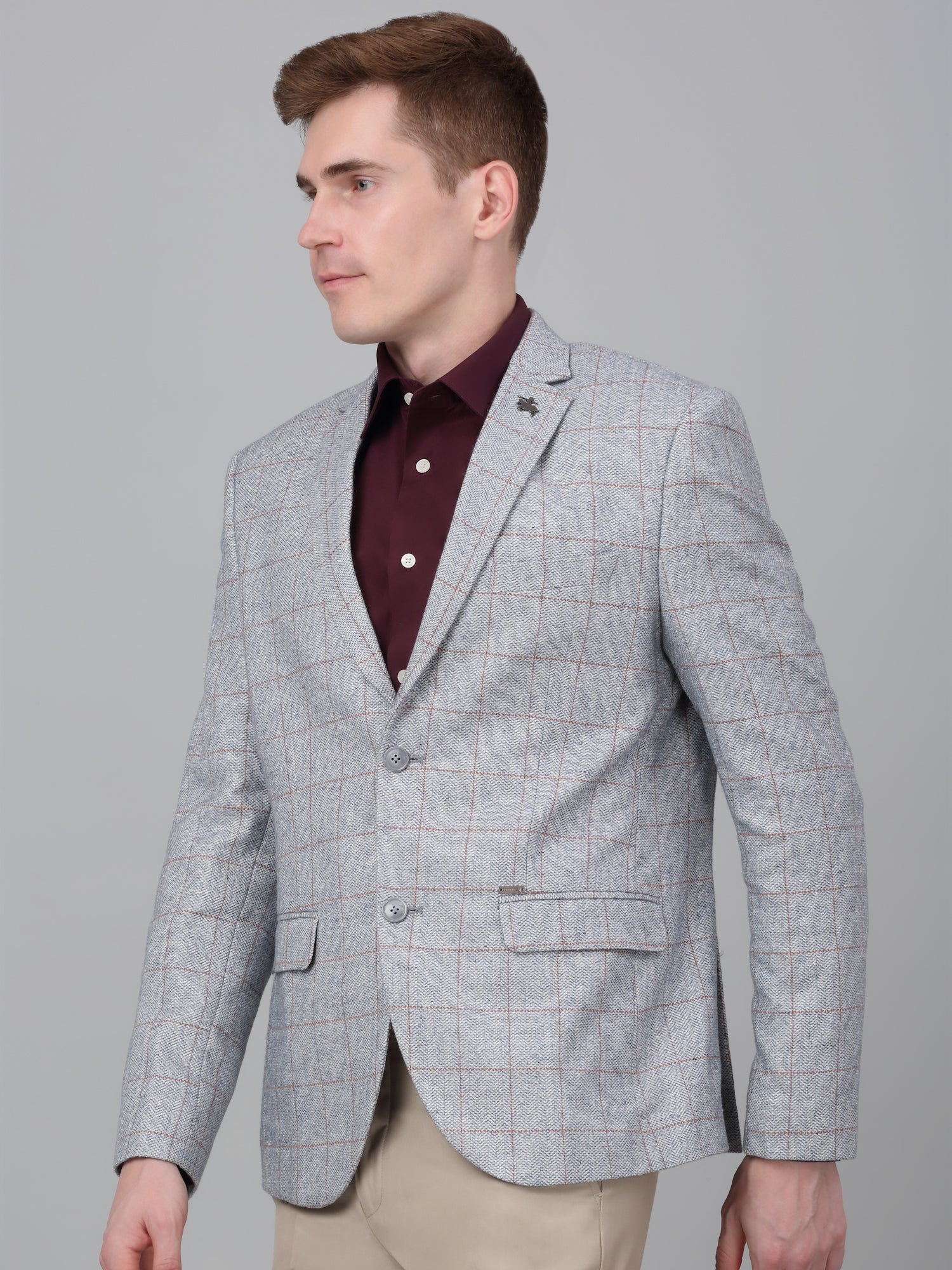 Blazer for Men | Premium Formal Blazer Slim Fit Notched Collar Wool Blend Fabric Checkered Pattern - Image 3