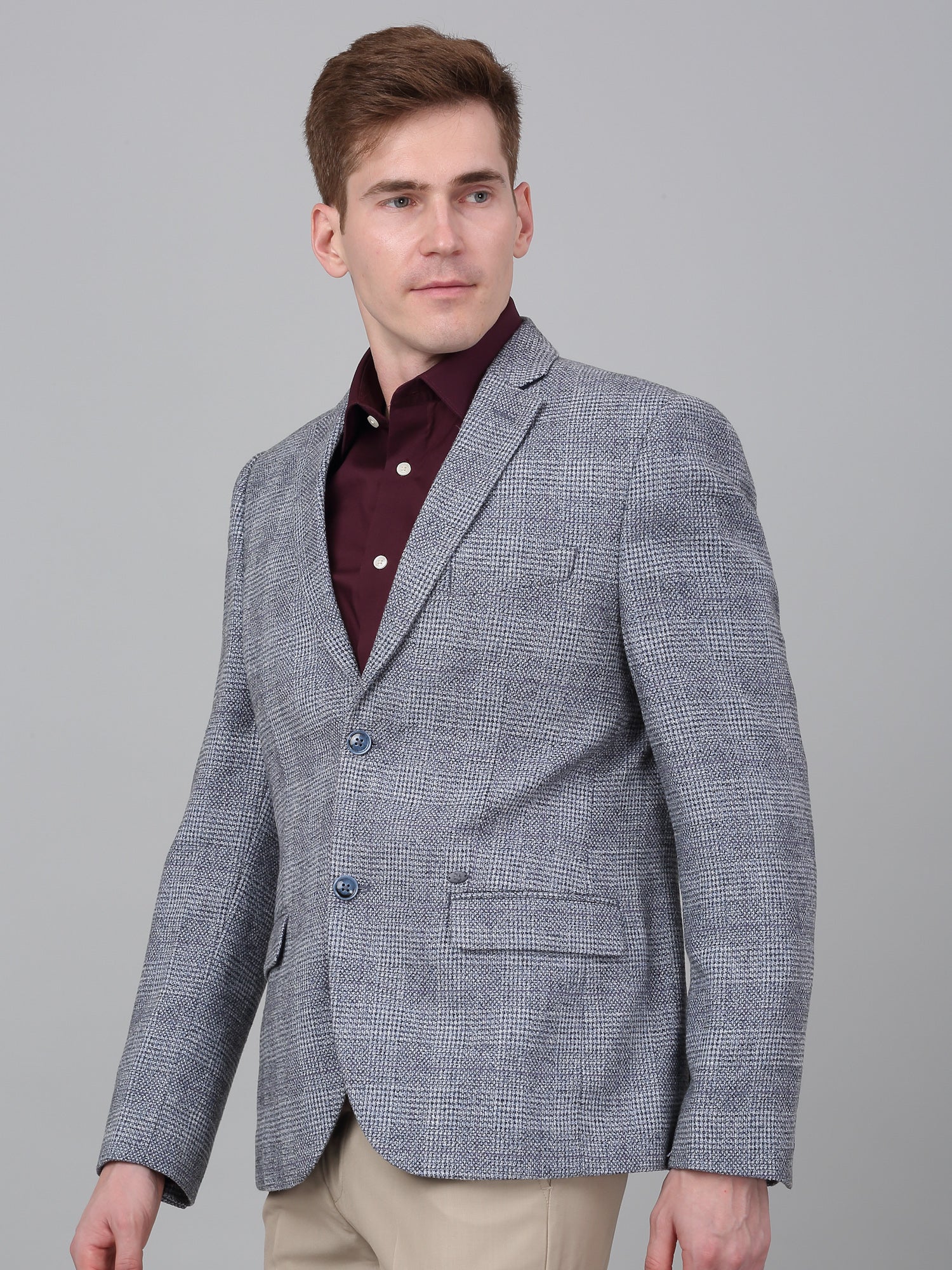 Men’s Blue Check Notch Lapel Formal Blazer | Cantabil - Image 3