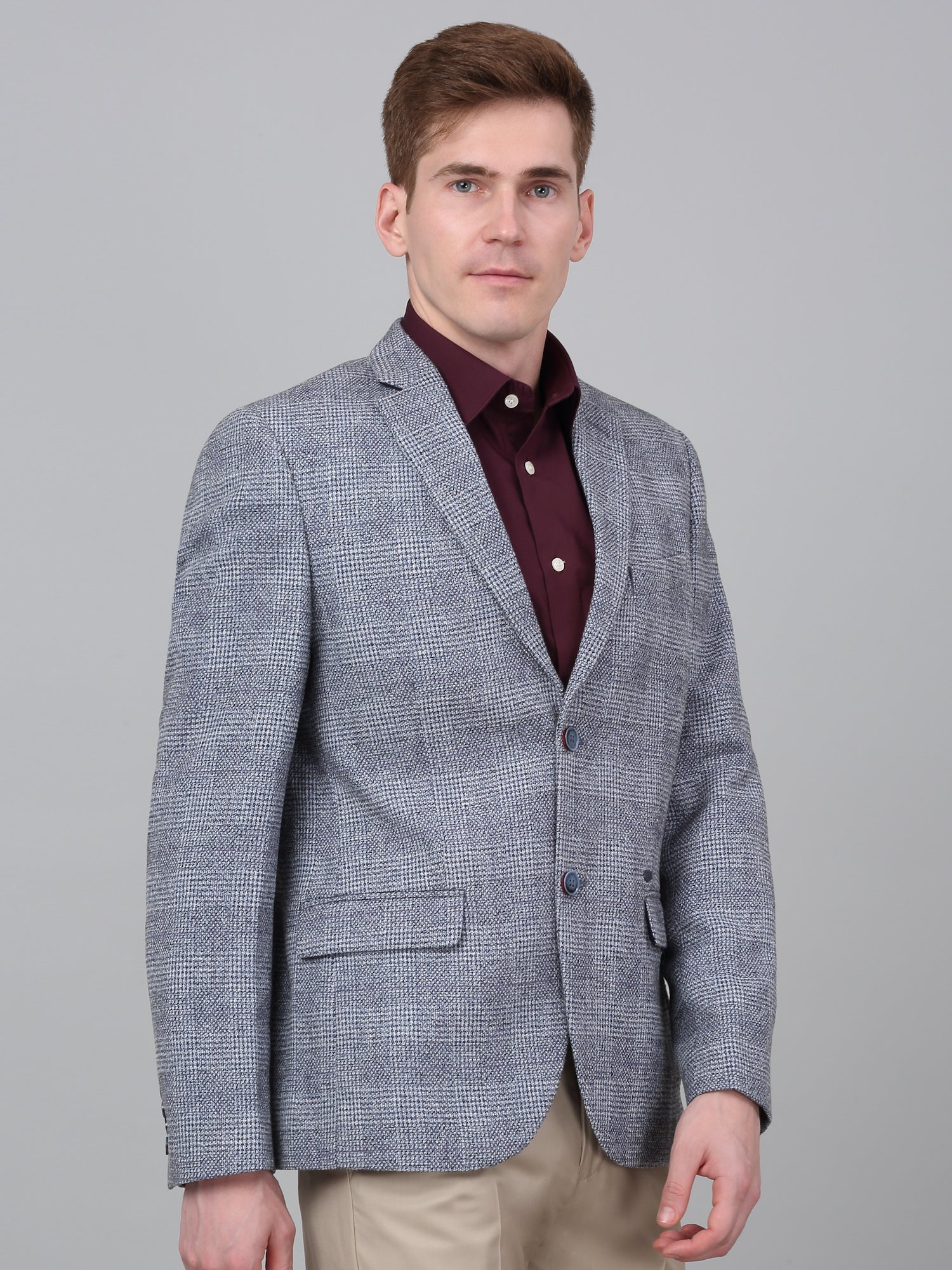 Men’s Blue Check Notch Lapel Formal Blazer | Cantabil - Image 4