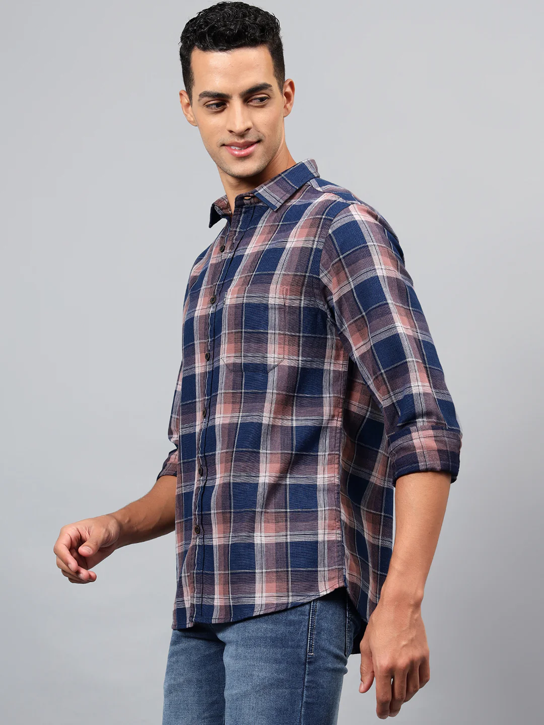 Casual Shirt for Men | Breathable & Soft with Color Fastness Regular Fit Spread Collar Neck Cotton Fabric Checkered Pattern - Image 4