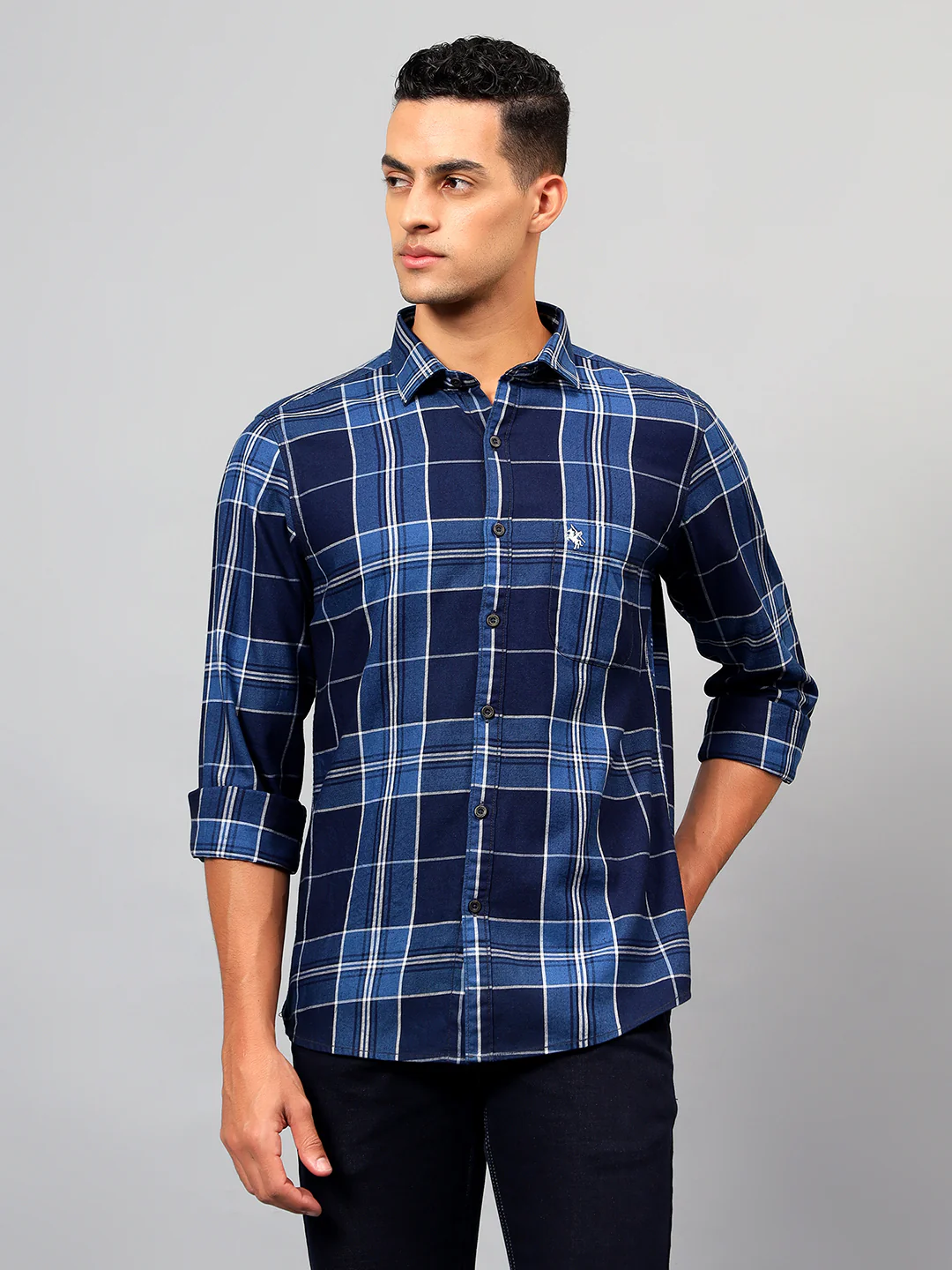 Casual Shirt for Men | Breathable & Soft with Color Fastness Regular Fit Spread Collar Neck Cotton Fabric Checkered Pattern - Image 3