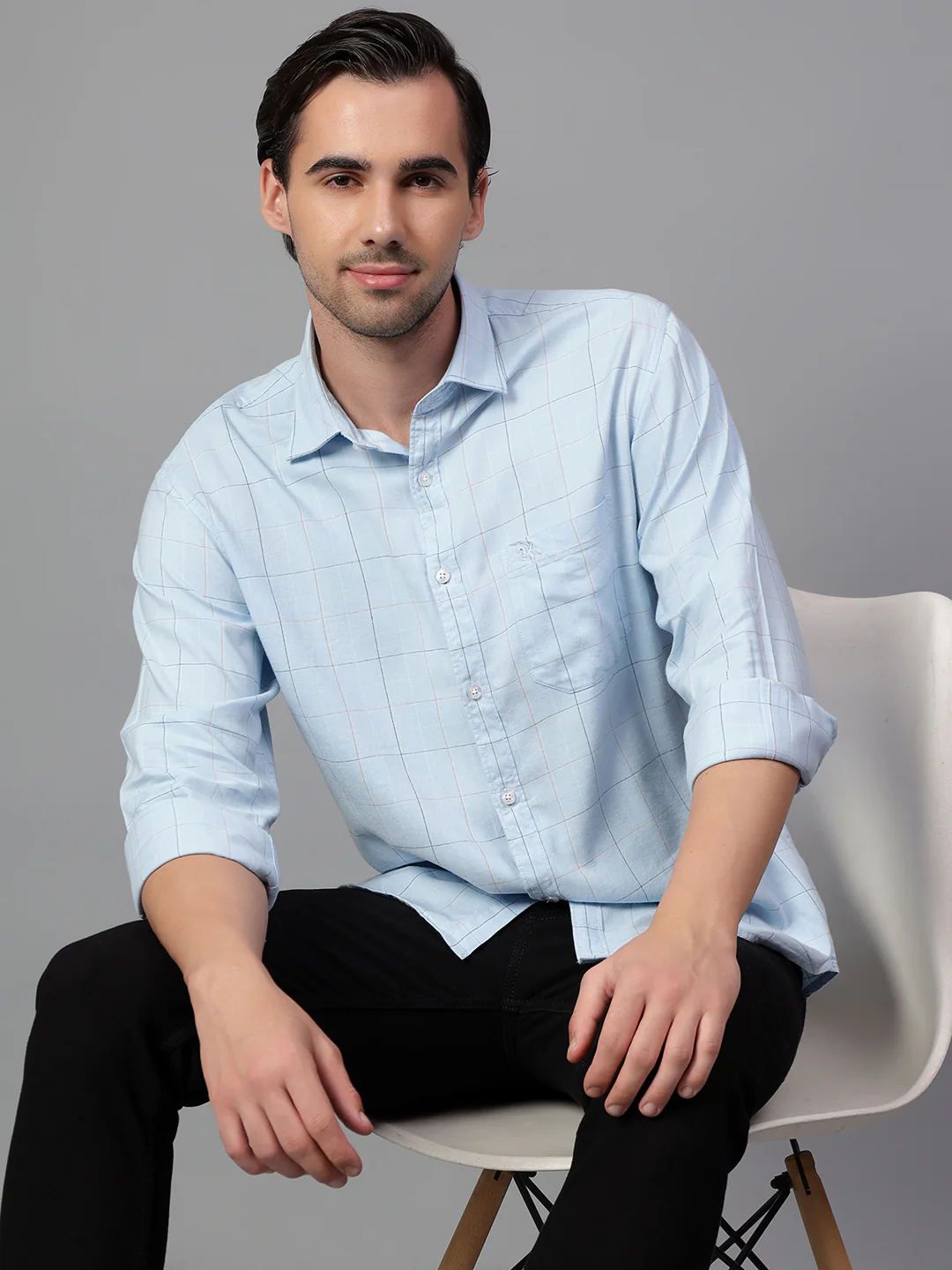Casual Shirt for Men | Breathable & Soft with Color Fastness Regular Fit Spread Collar Neck Cotton Blend Fabric Checkered Pattern - Image 2
