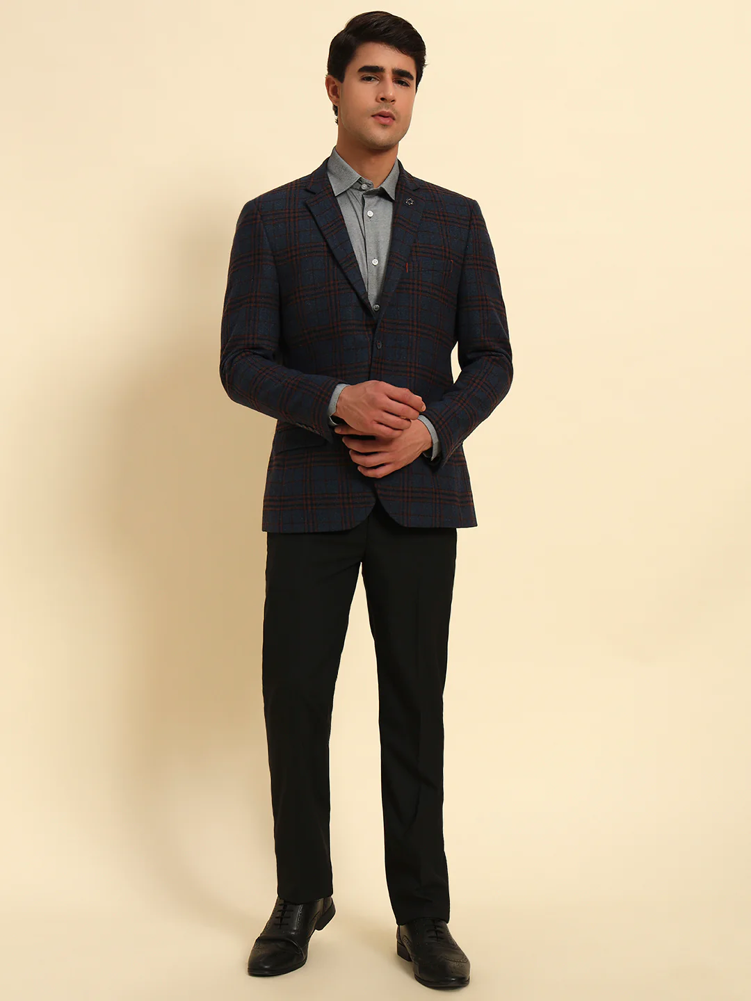 Blazer for Men | Premium Formal Blazer Slim Fit Notched Collar Tweed Fabric Checkered Pattern - Image 2