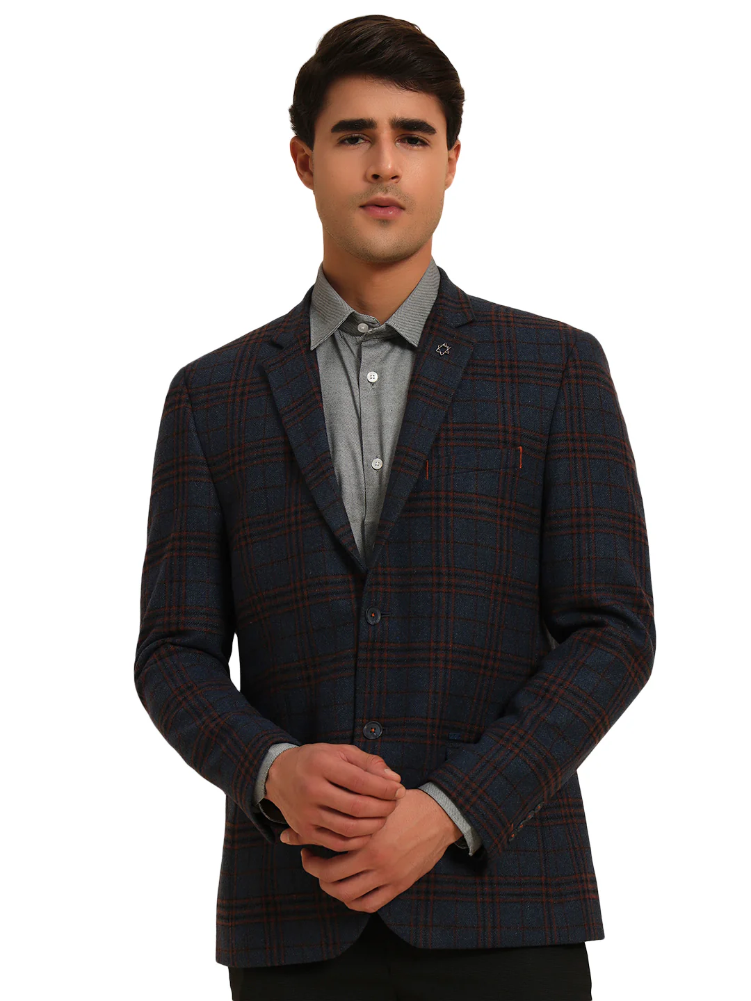 Blazer for Men | Premium Formal Blazer Slim Fit Notched Collar Tweed Fabric Checkered Pattern - Image 3