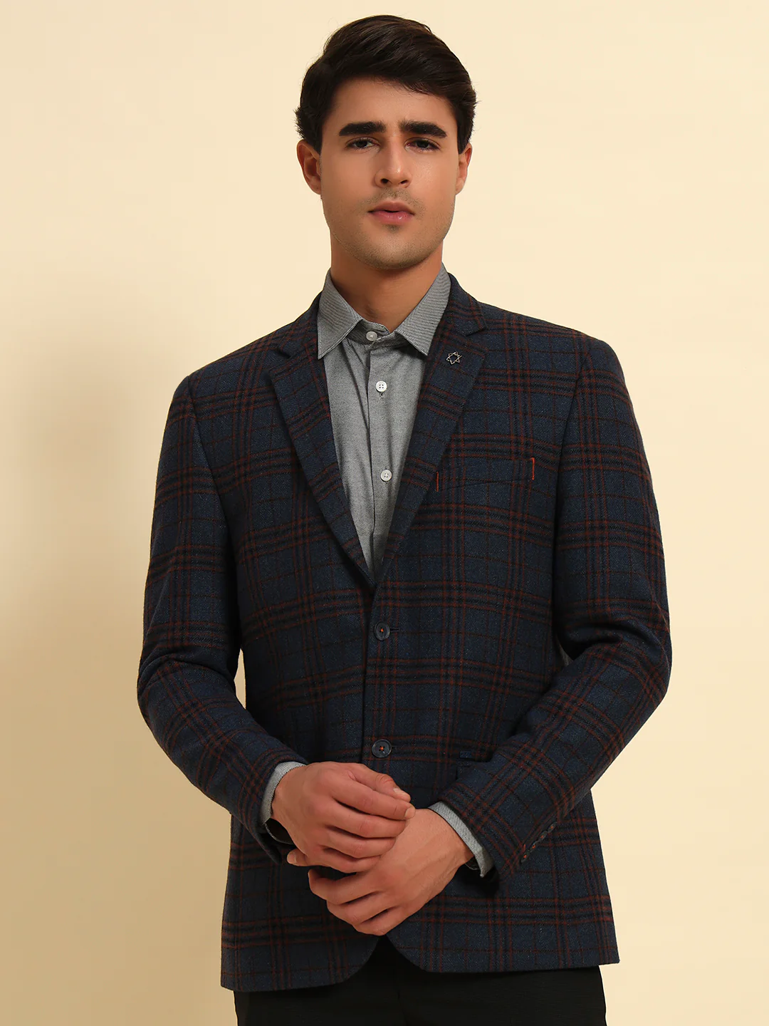 Blazer for Men | Premium Formal Blazer Slim Fit Notched Collar Tweed Fabric Checkered Pattern - Image 4
