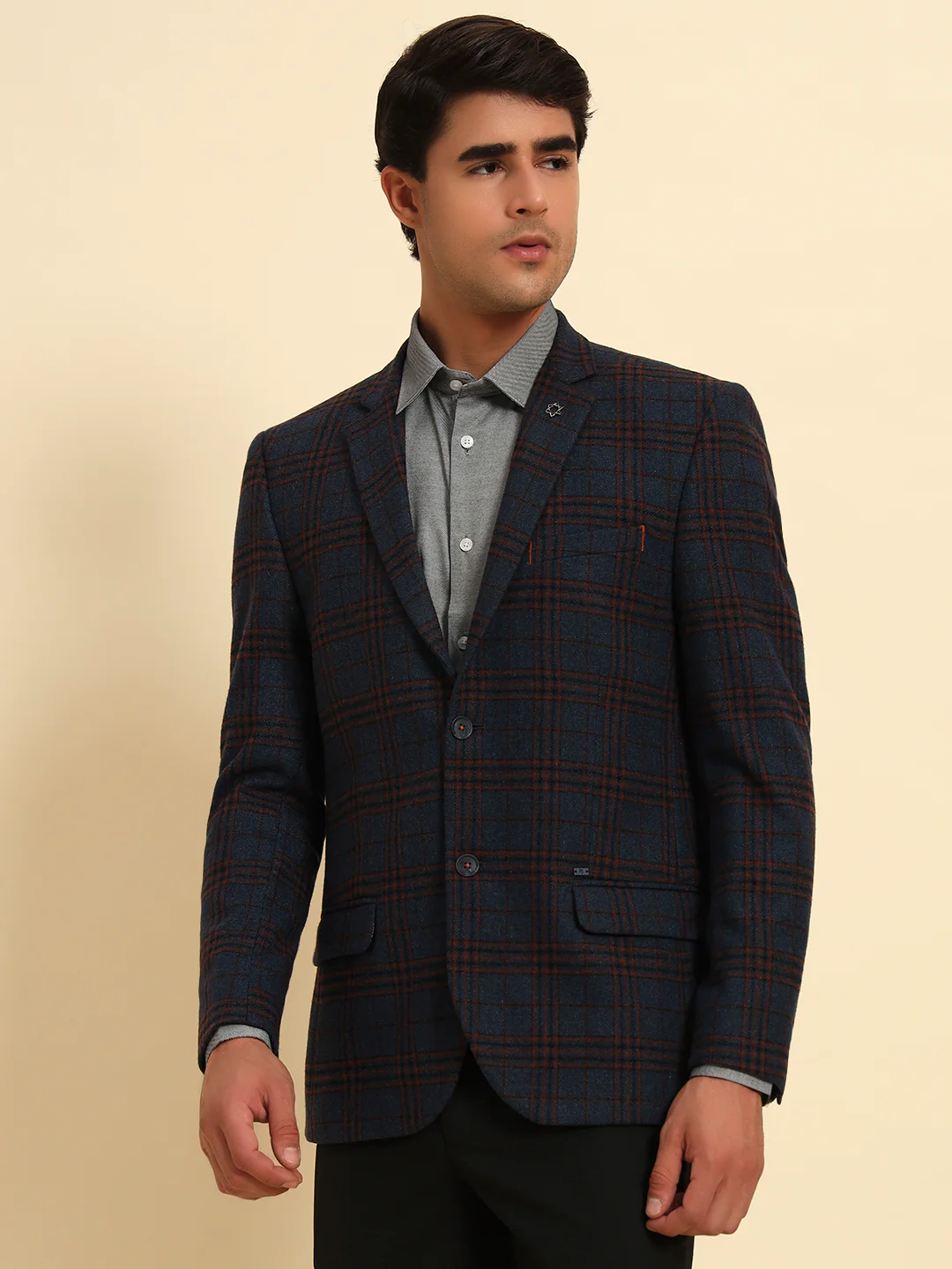 Blazer for Men | Premium Formal Blazer Slim Fit Notched Collar Tweed Fabric Checkered Pattern - Image 6