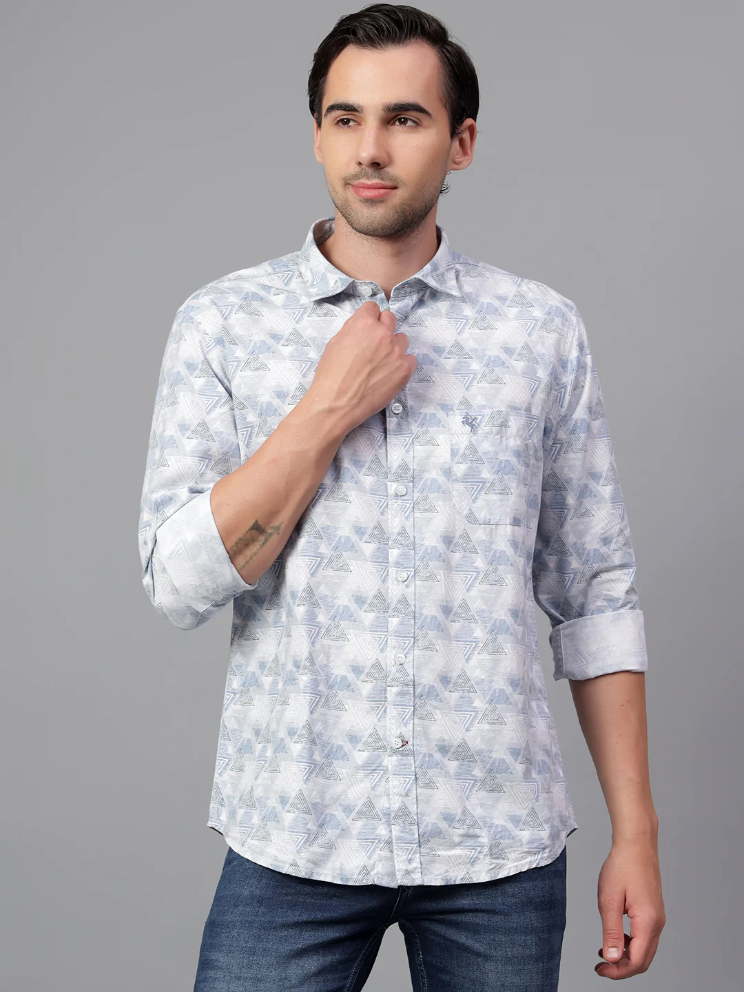Casual Shirt for Men | Breathable & Soft with Color Fastness Regular Fit Spread Collar Neck Viscose Fabric Printed Pattern - Image 3
