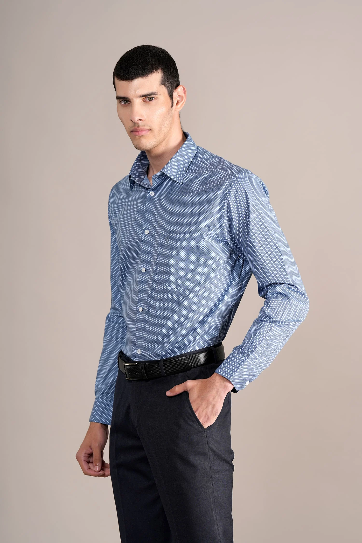 Formal Shirt for Men l Breathable & Soft with Color Fastness Regular Fit Spread Collar Neck Cotton Fabric Printed Pattern - Image 3