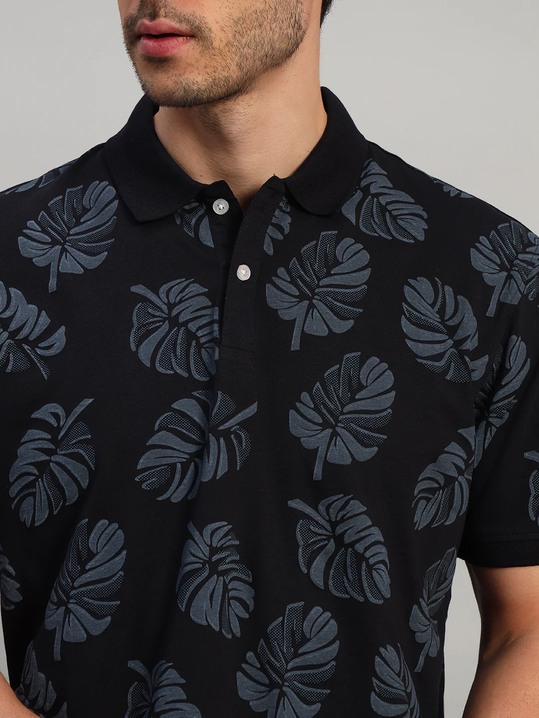 T-Shirt for Men | Breathable & Soft with Color Fastness Regular Fit Polo Neck Cotton Blend Fabric Printed Pattern - Image 3