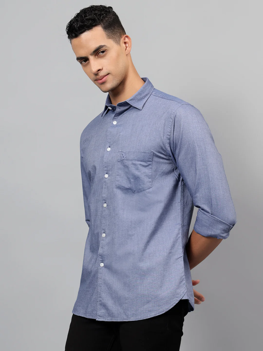Casual Shirt for Men | Breathable & Soft with Color Fastness Regular Fit Spread Collar Neck Cotton Fabric Self Design Pattern - Image 4