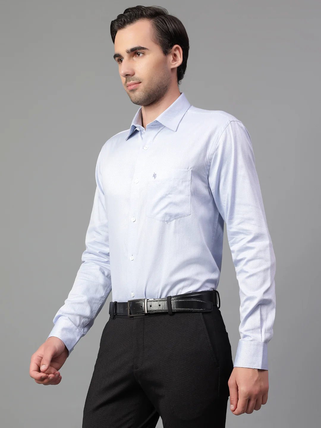 Formal Shirt for Men l Breathable & Soft with Color Fastness Regular Fit Spread Collar Neck Giza Cotton Fabric Self Design Pattern - Image 4