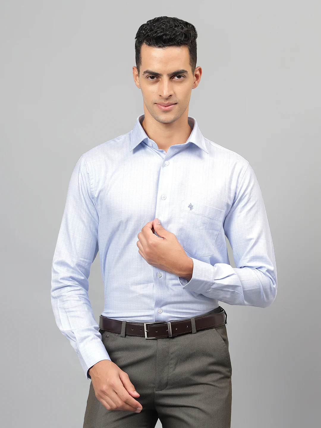 Formal Shirt for Men l Breathable & Soft with Color Fastness Regular Fit Spread Collar Neck Cotton Fabric Self Design Pattern - Image 2
